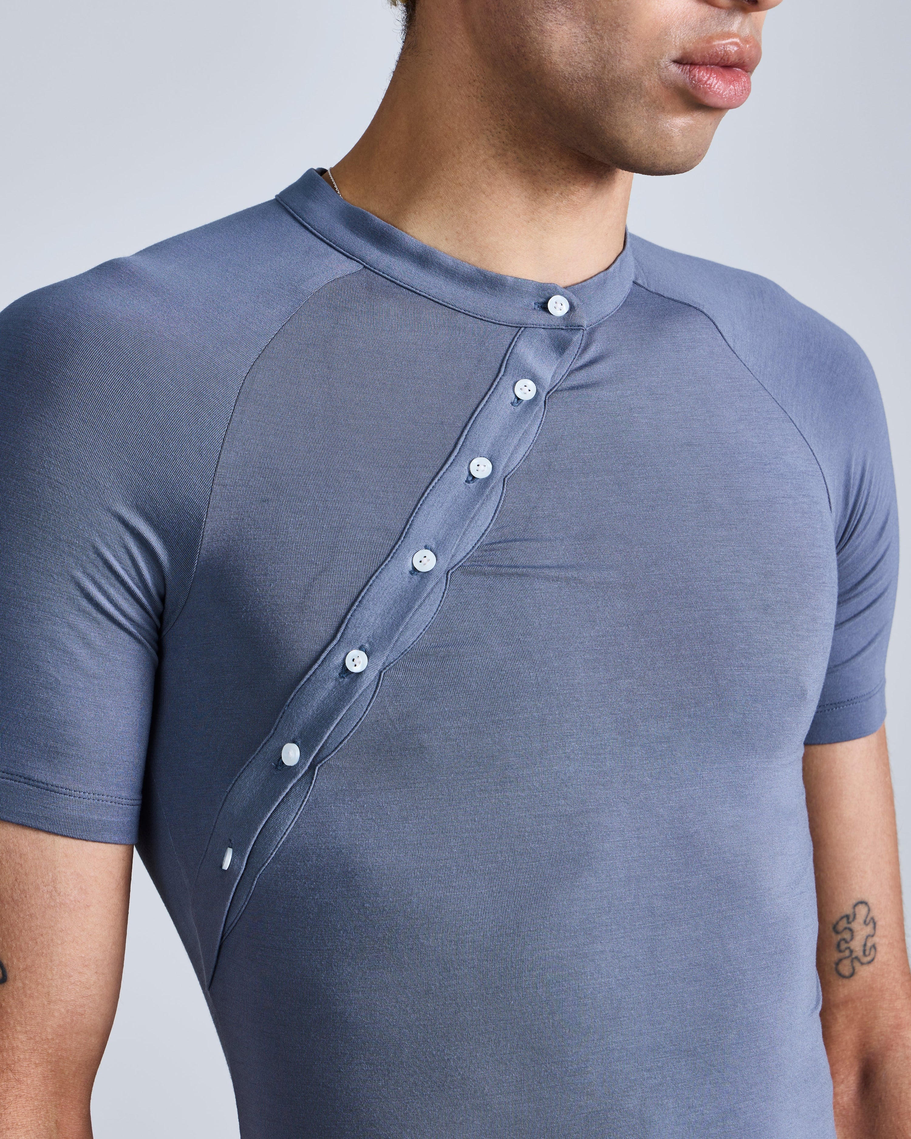 Asymmetric henley shirt