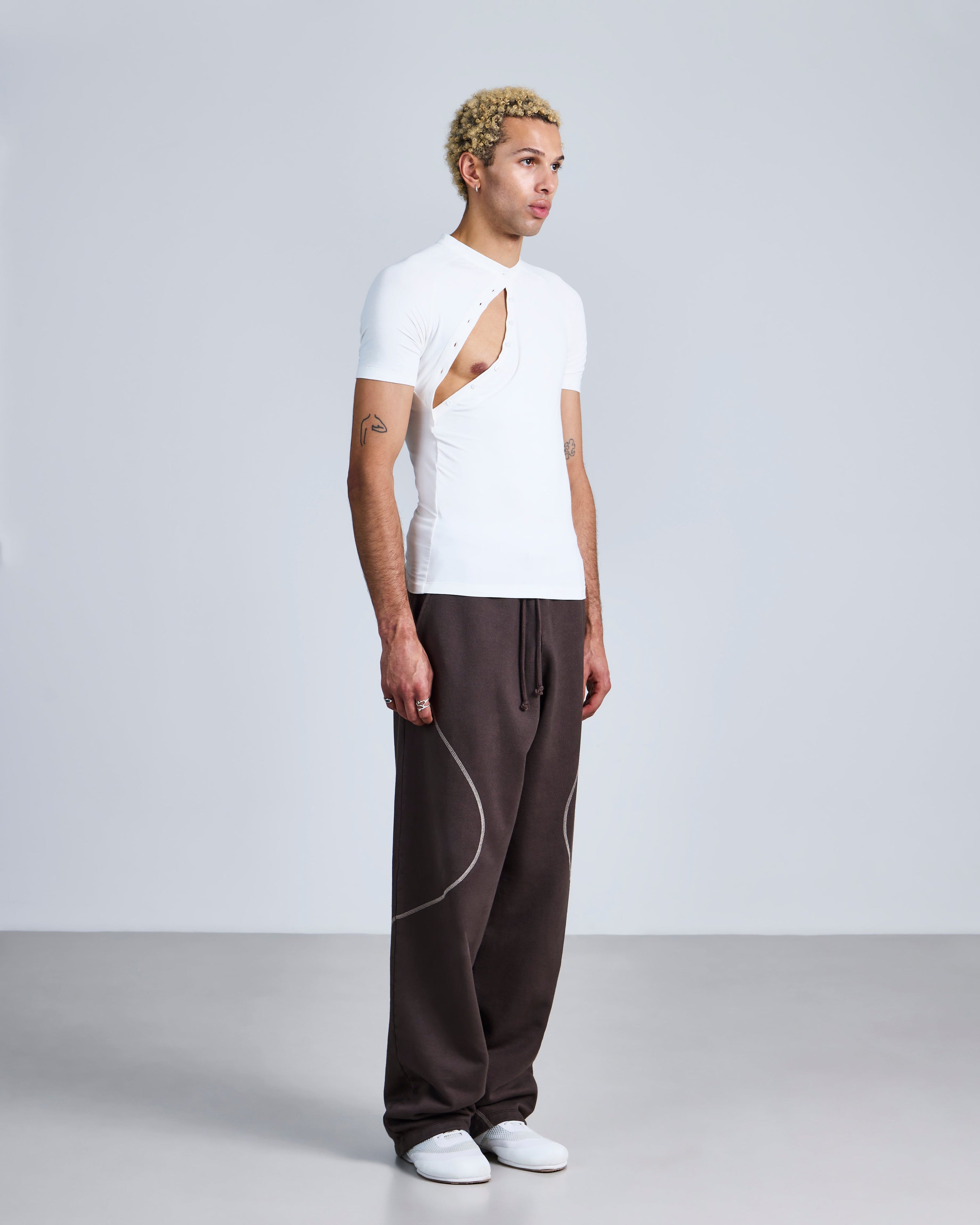 Asymmetric henley shirt