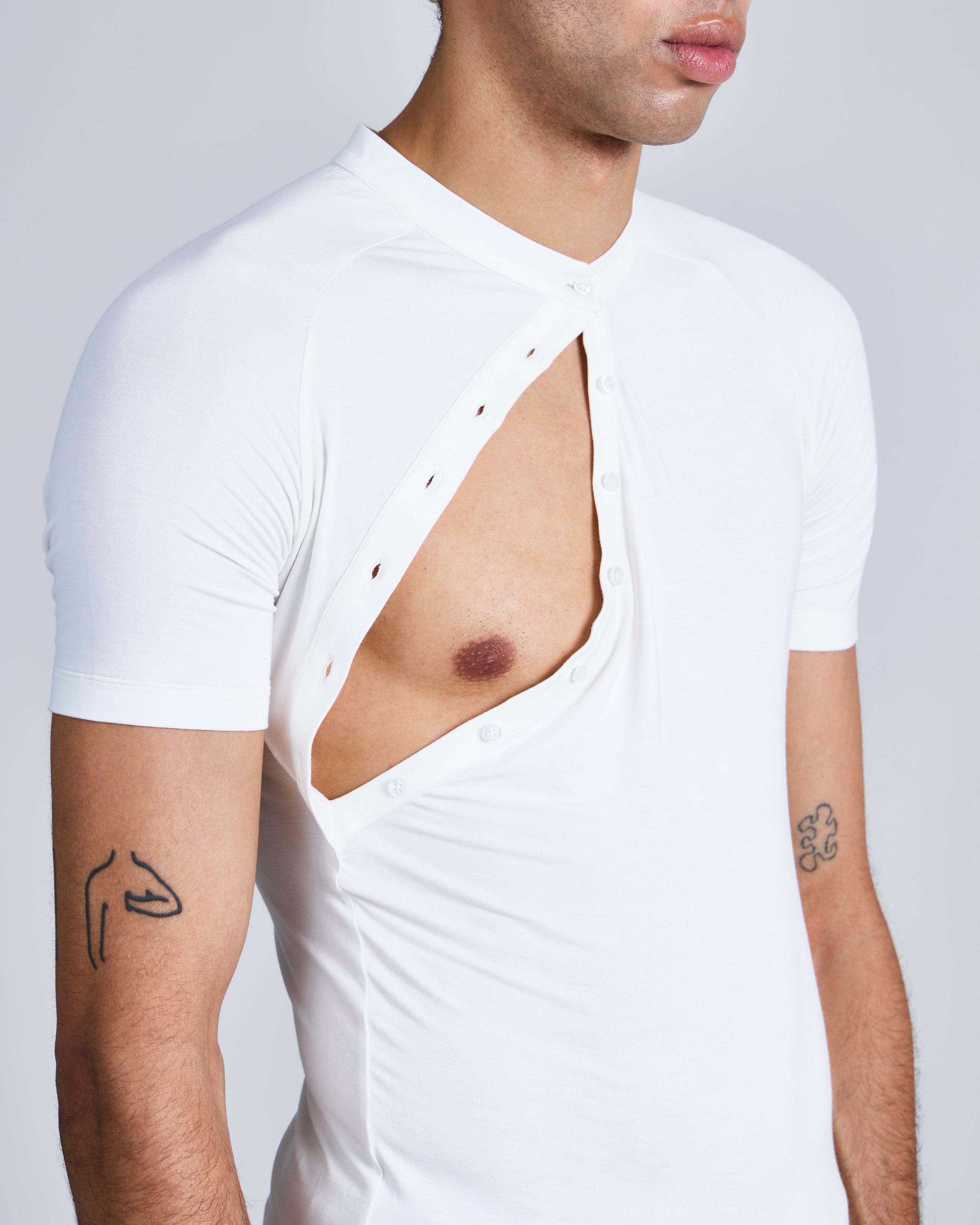 Asymmetric henley shirt