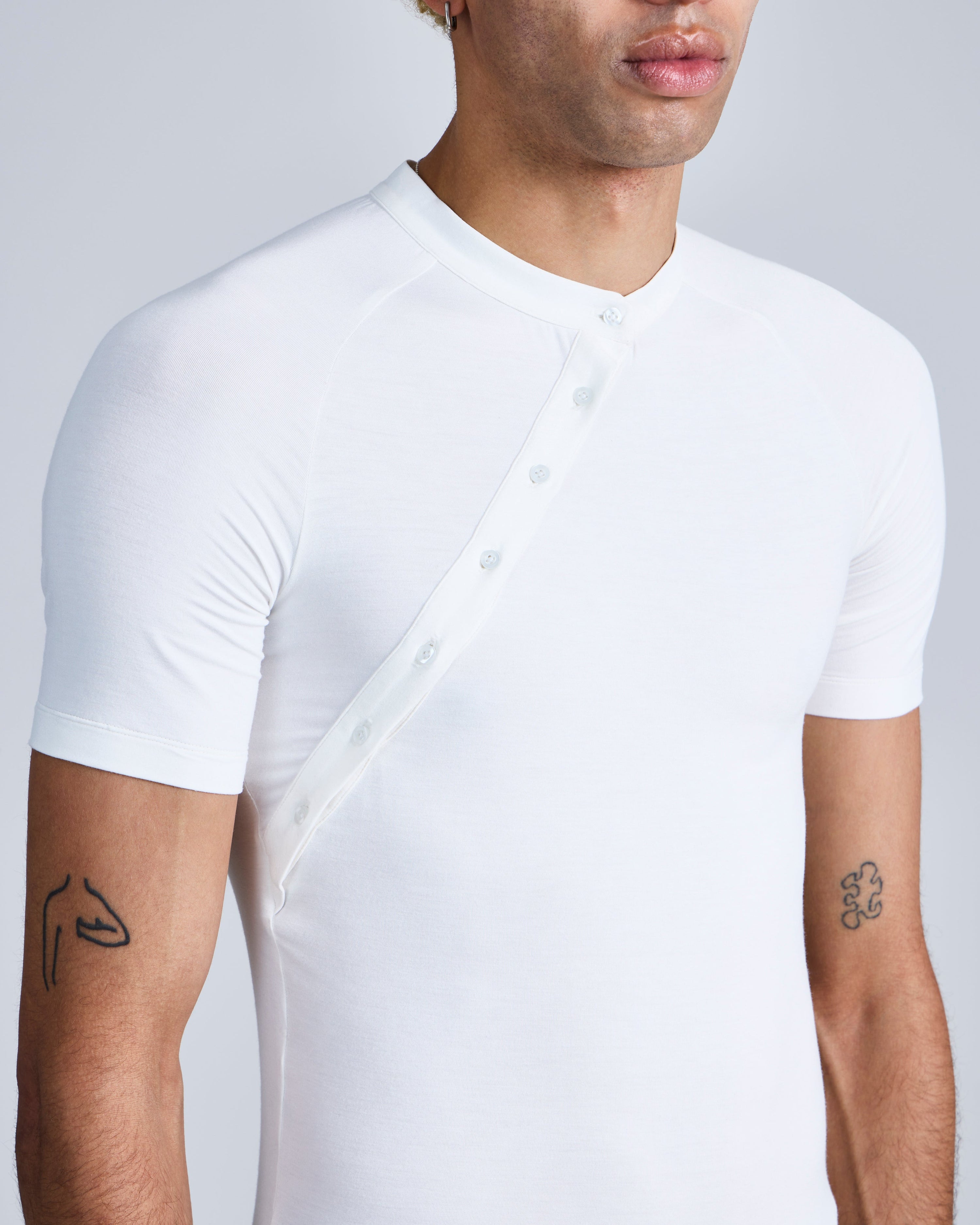 Asymmetric henley shirt
