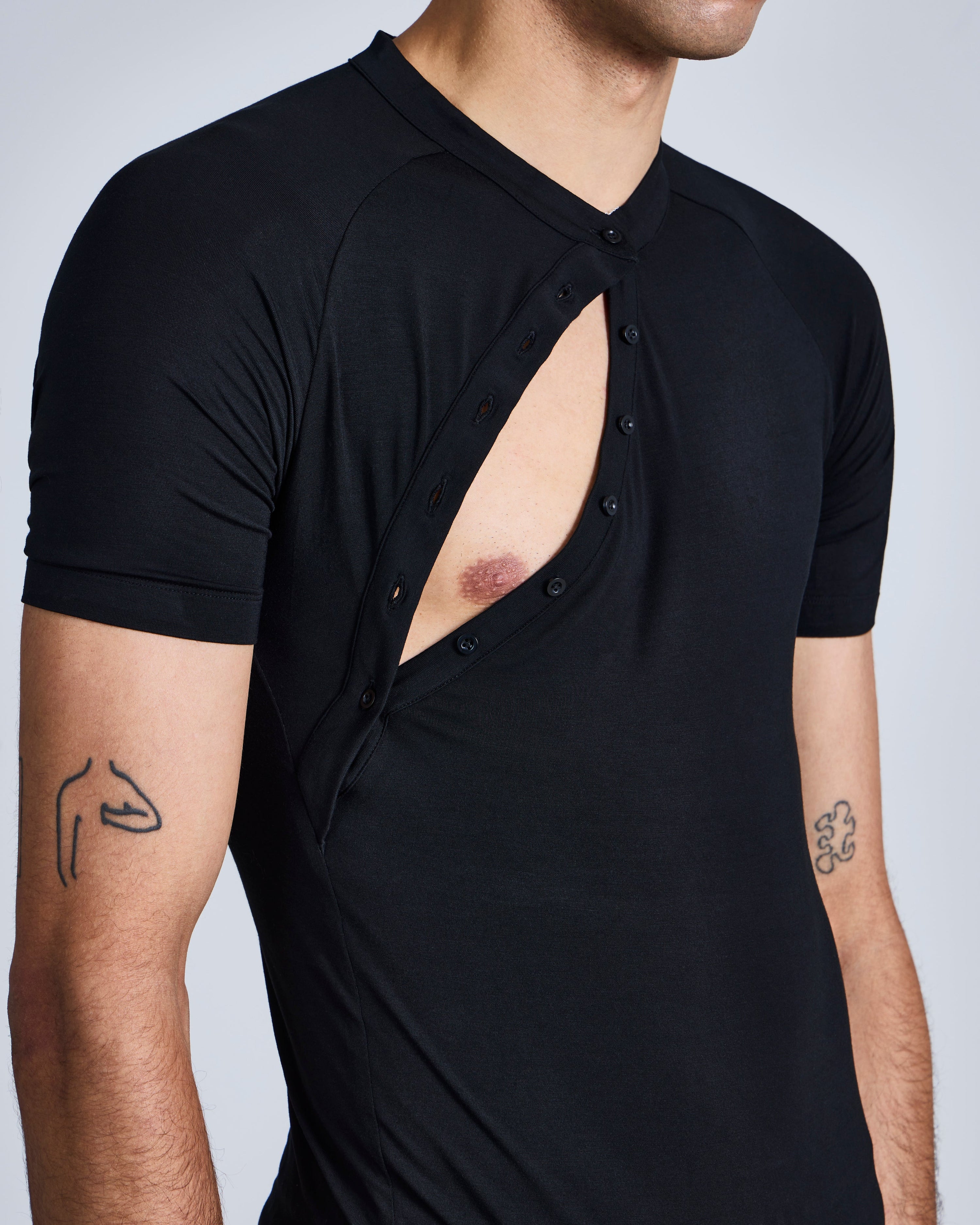 Asymmetric henley shirt