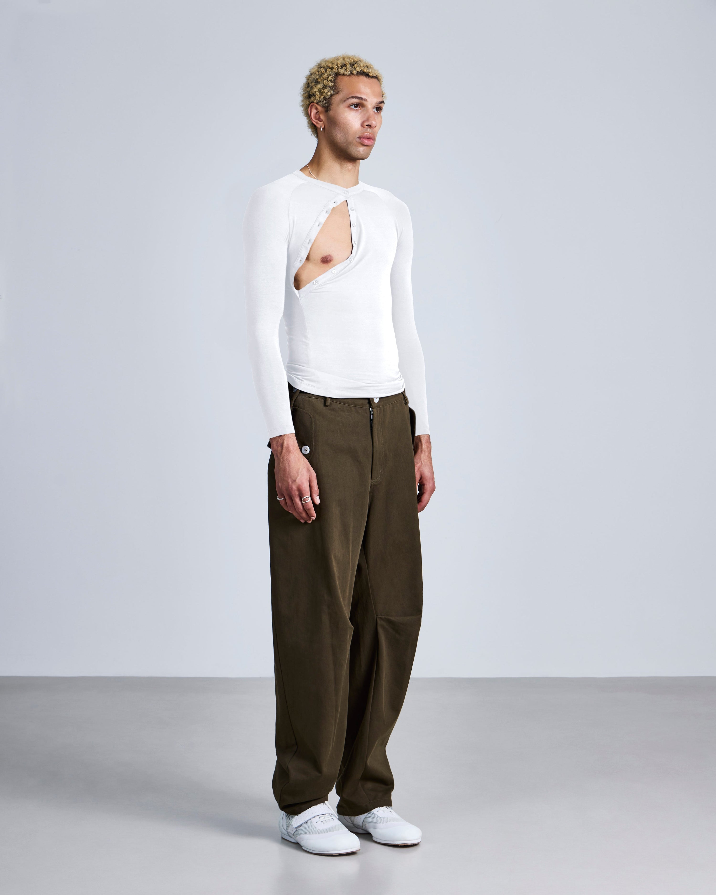 Asymmetric henley long sleeve