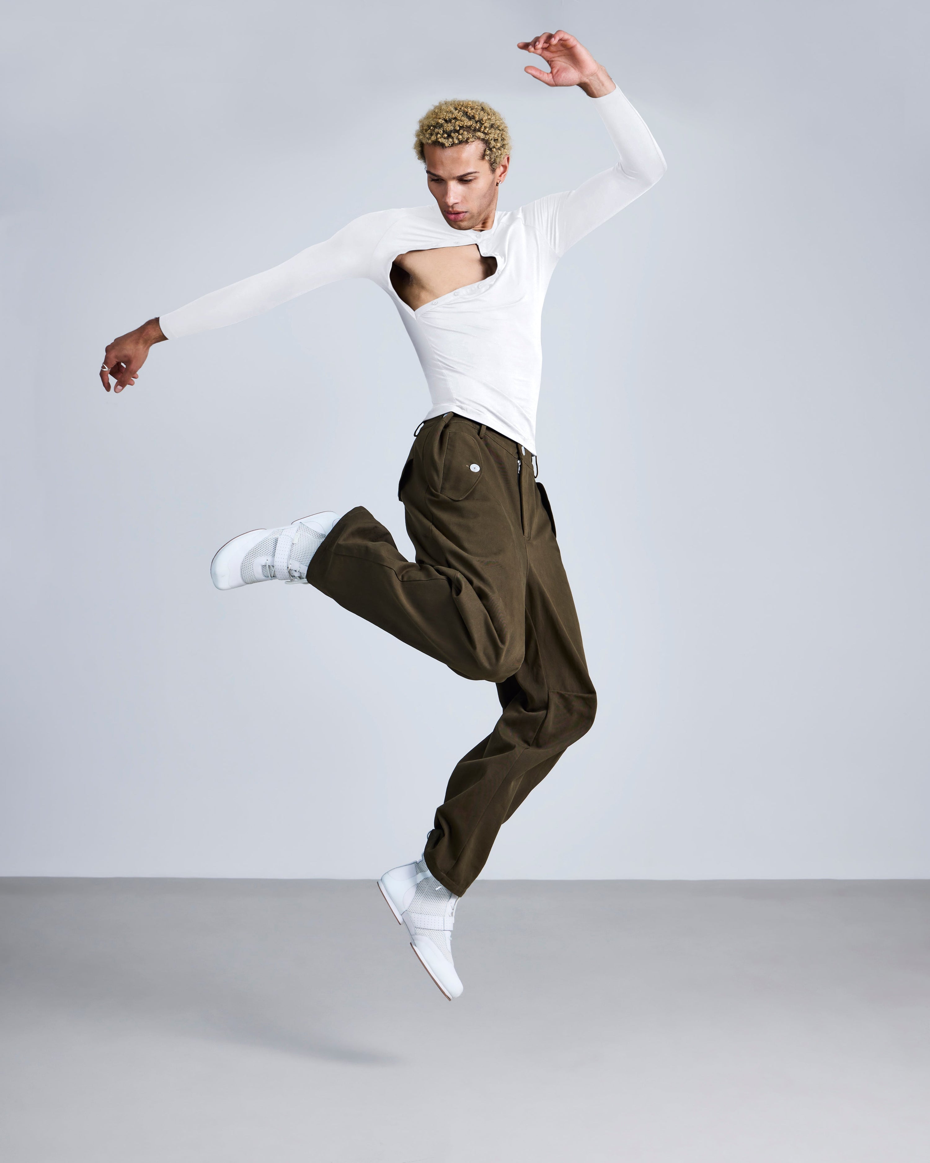Asymmetric henley long sleeve