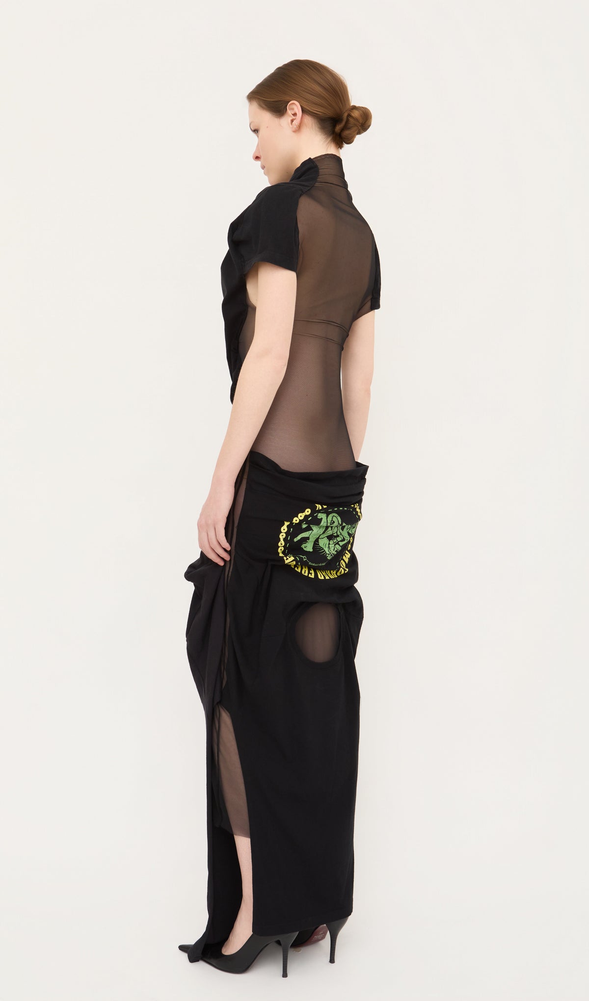 Draped ts mesh dress
