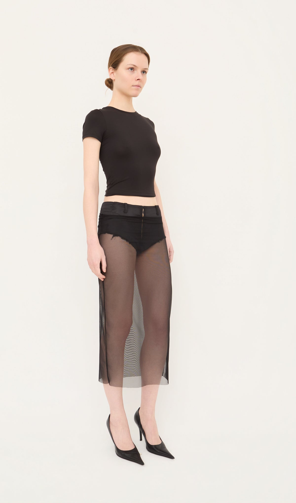 Mesh pencil skirt
