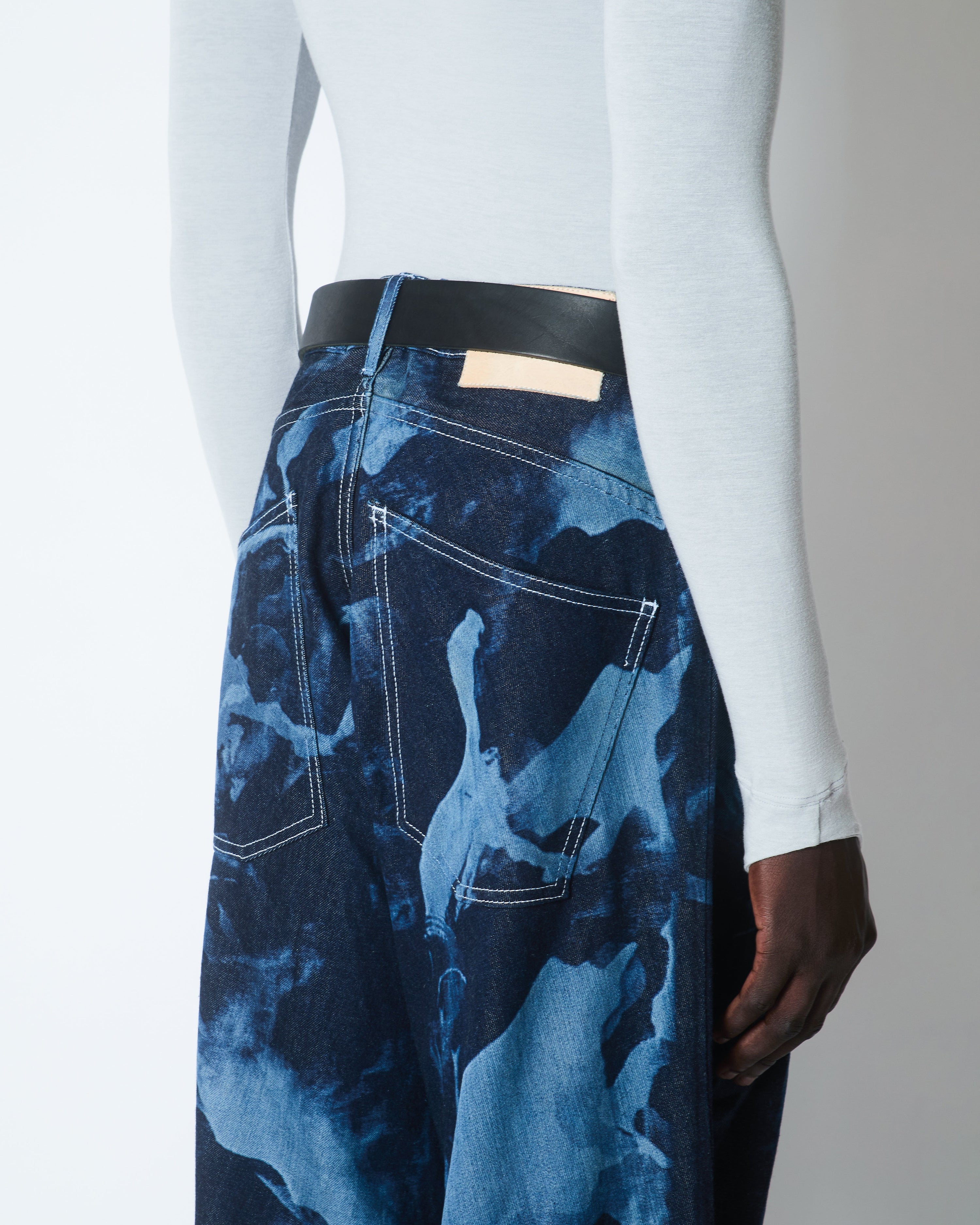 Metamorphosis kinetic cut engraved jeans denim indigo / light blue