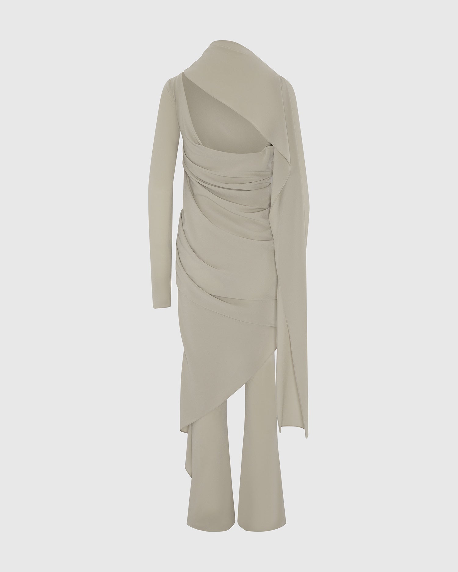 Slashed draped jumpsuit grey