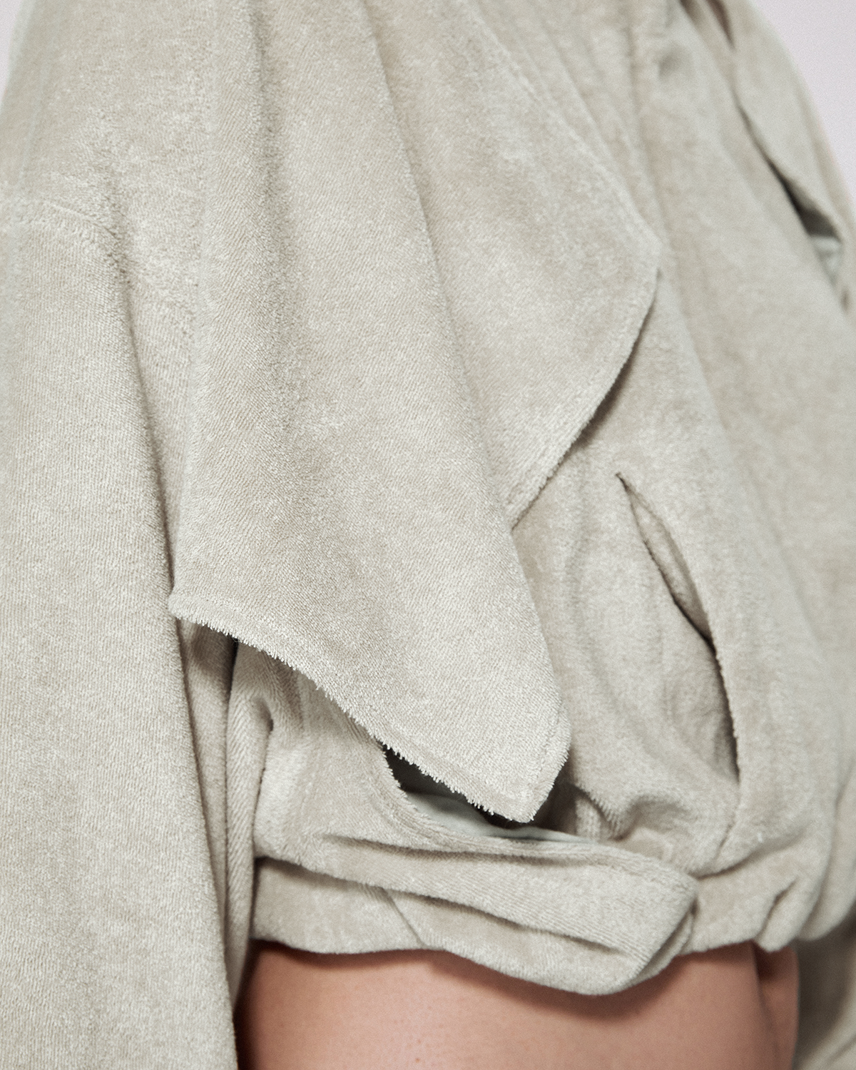 Cloaked zip up cape sand