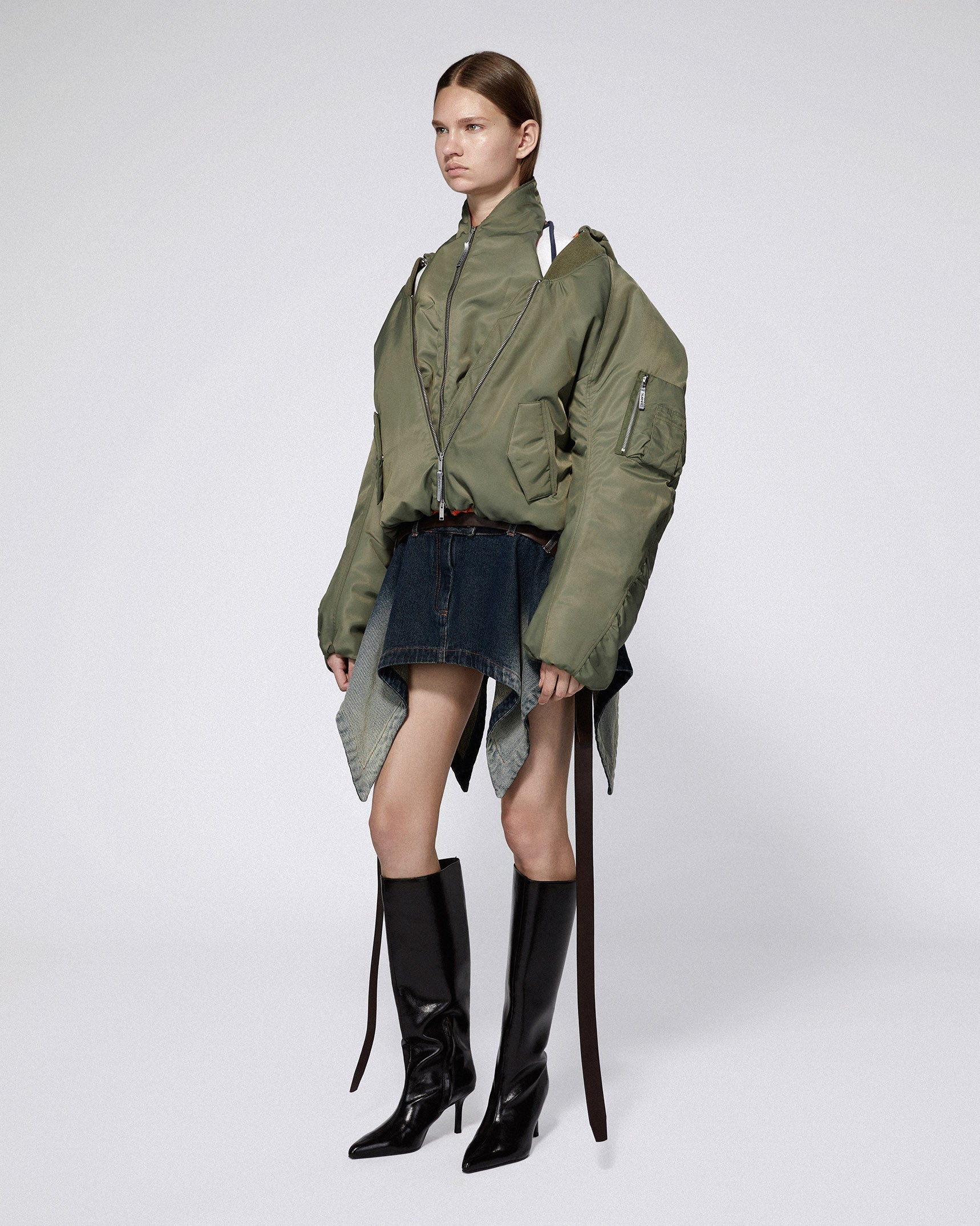 Halter bomber jacket dark green