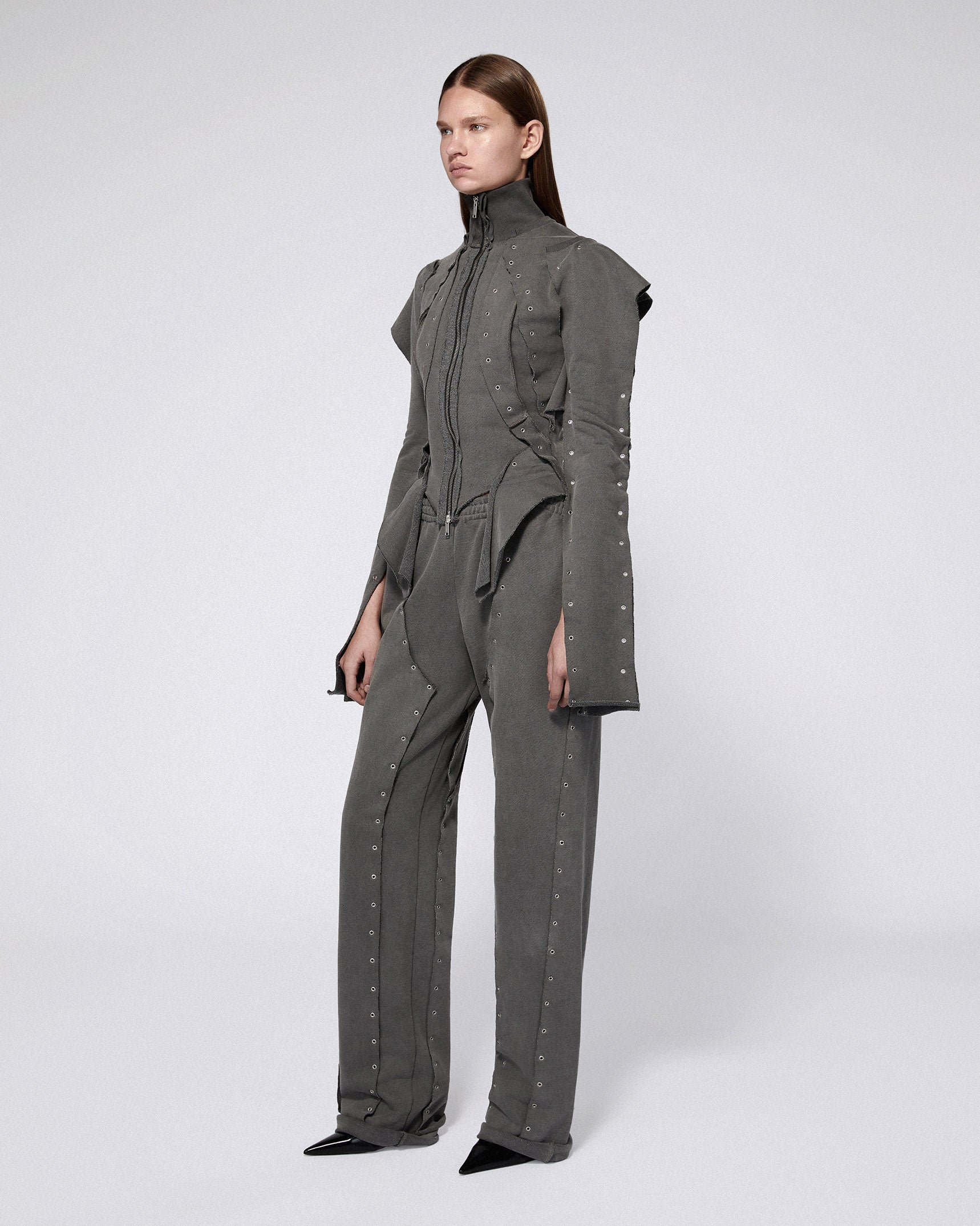 Eyelet sweat pants grey