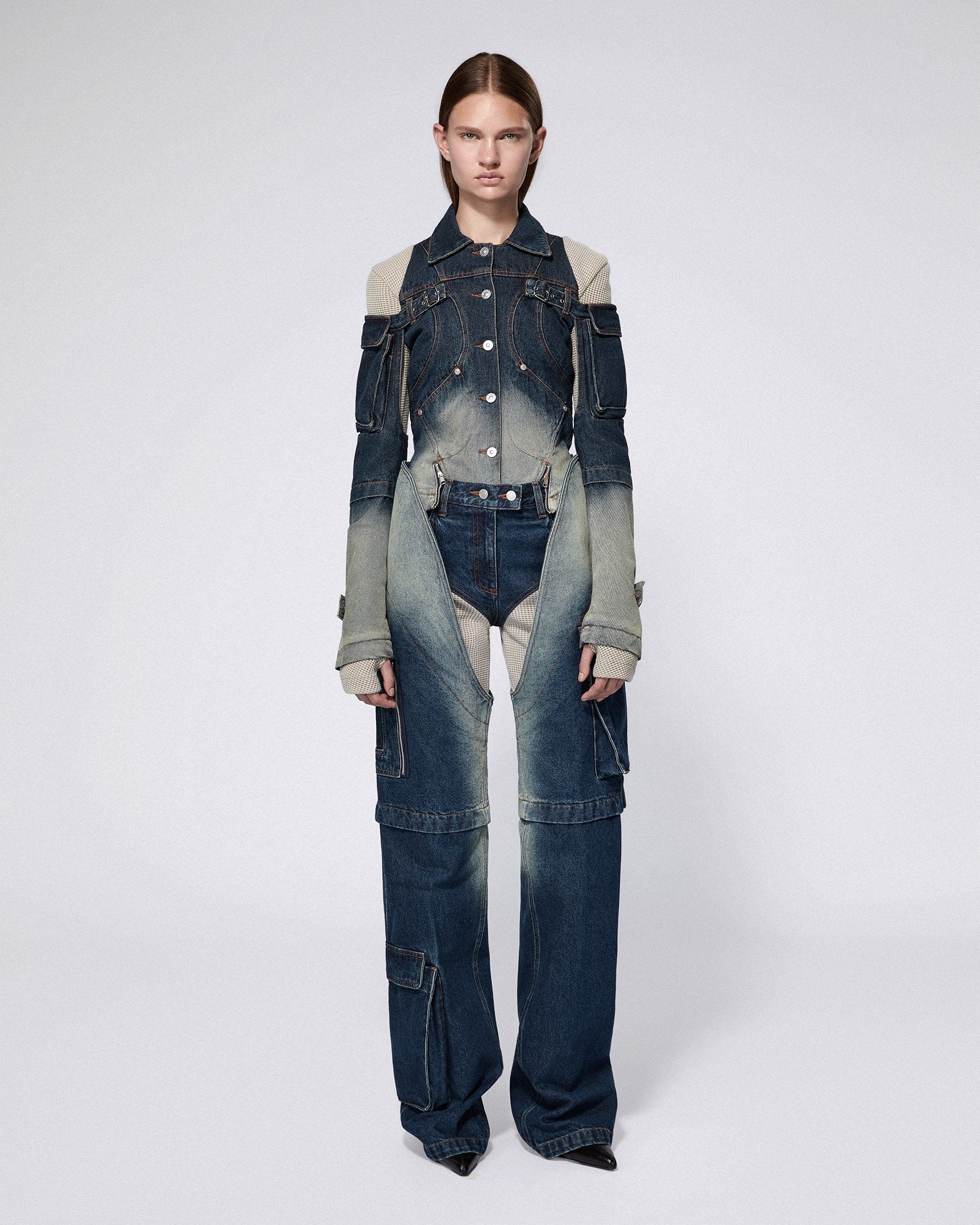 Mecha cargo jacket washed blue