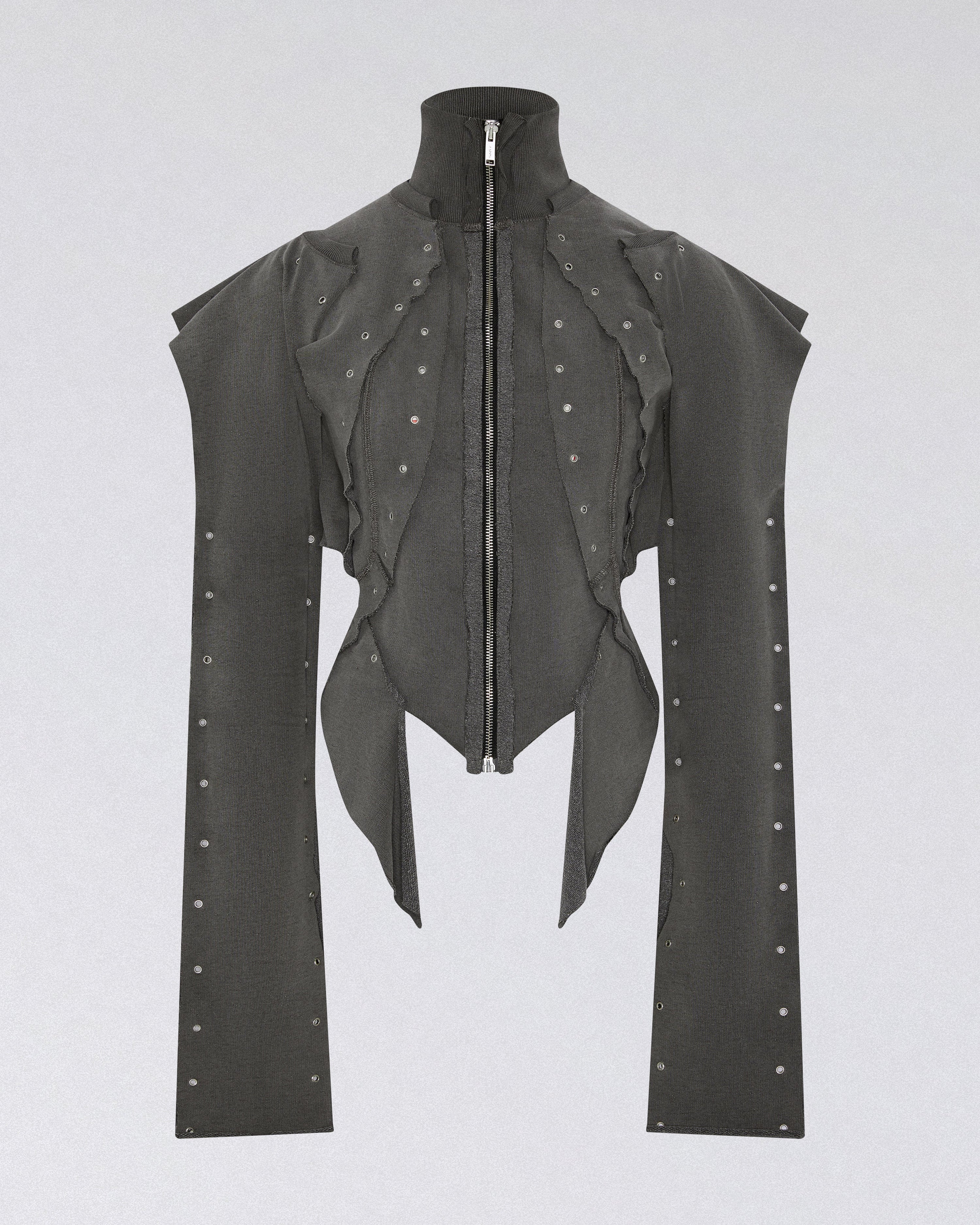 Eyelet sweat top grey