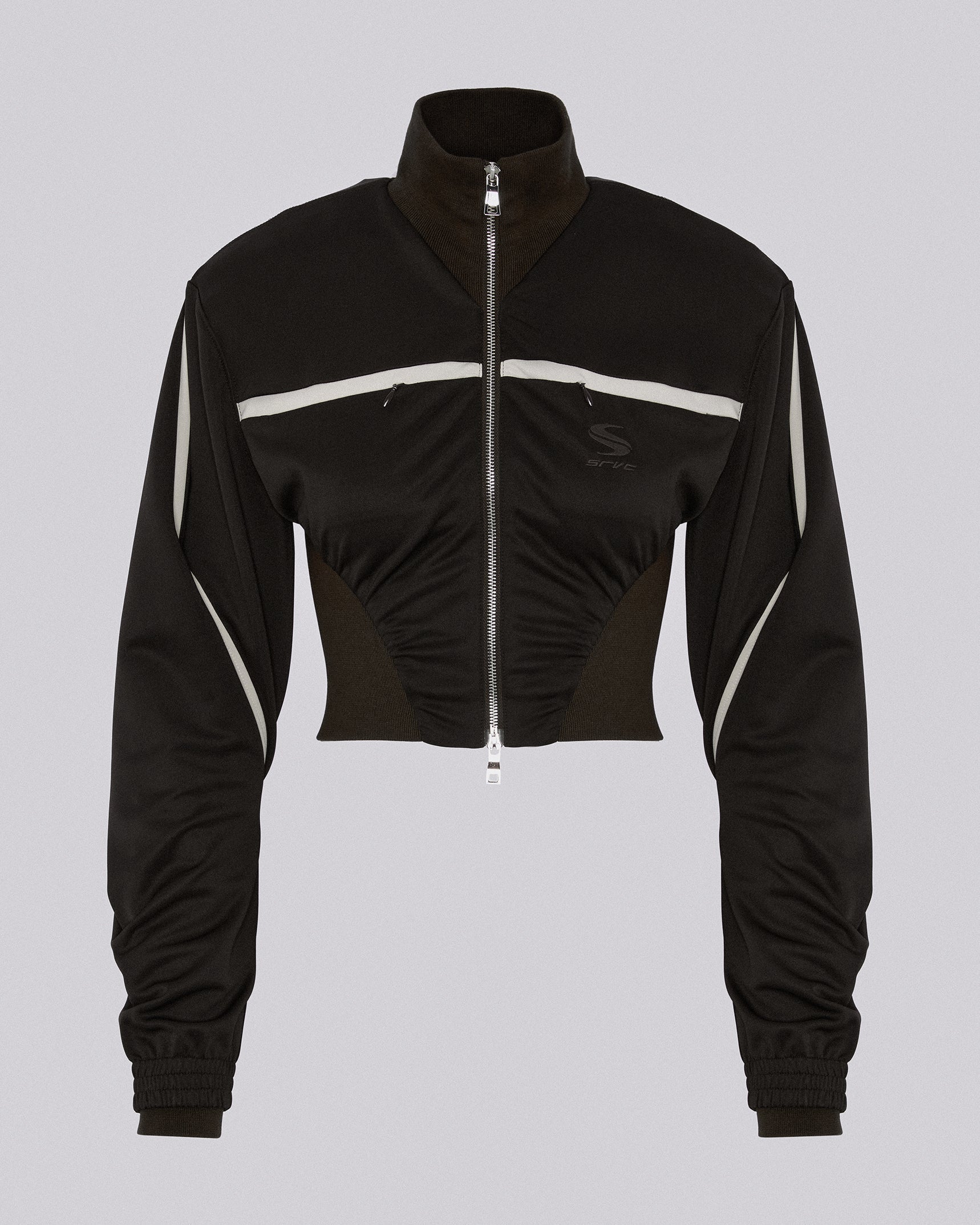 Dbl sleeve zip up brown