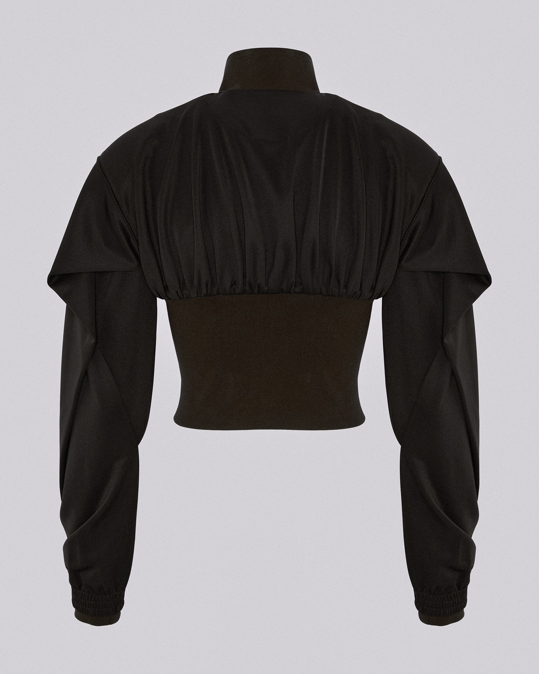 Dbl sleeve zip up brown