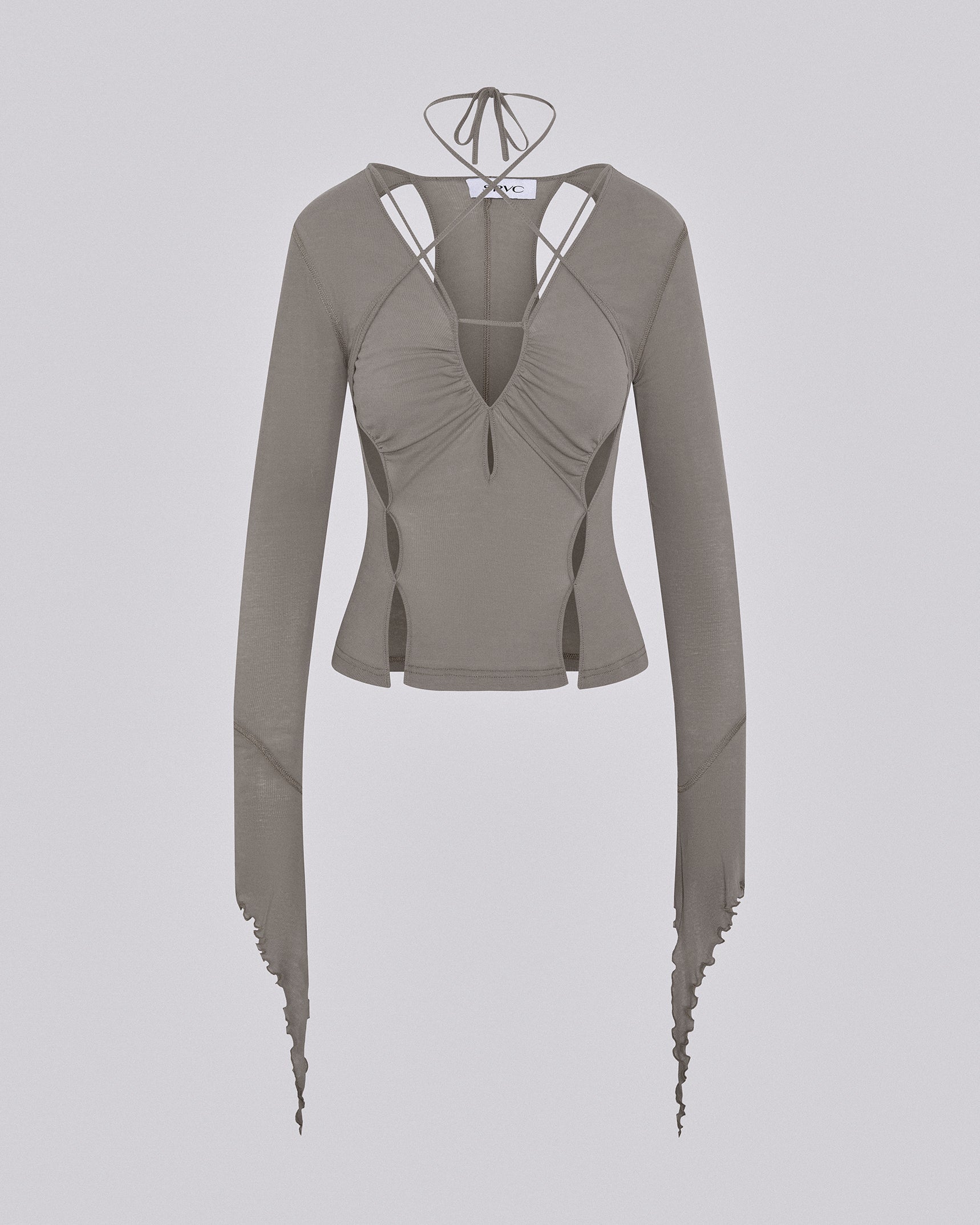 Stiletto rib top taupe