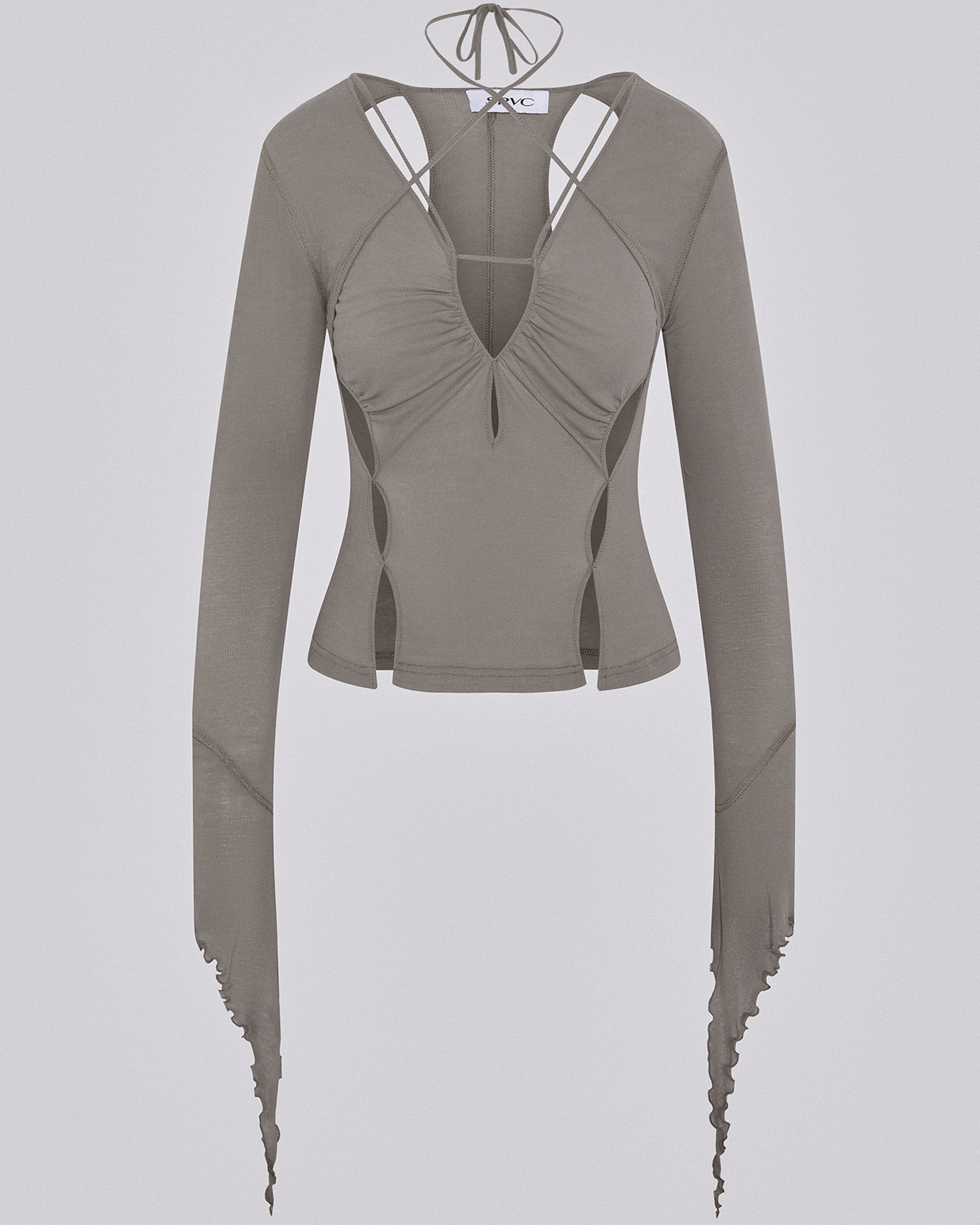 Stiletto rib top taupe