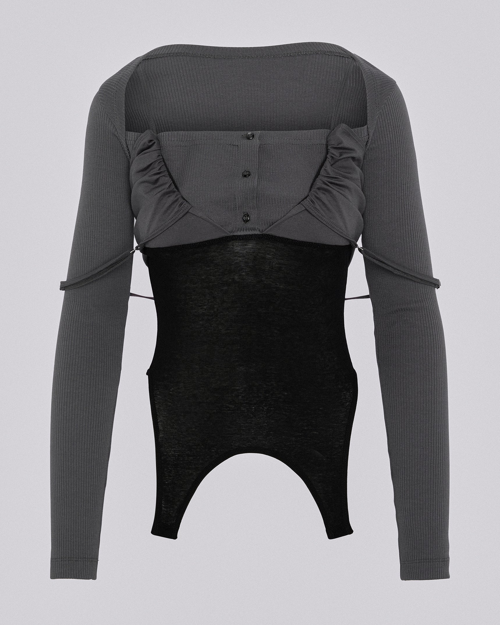 Layered pyjama top dark grey