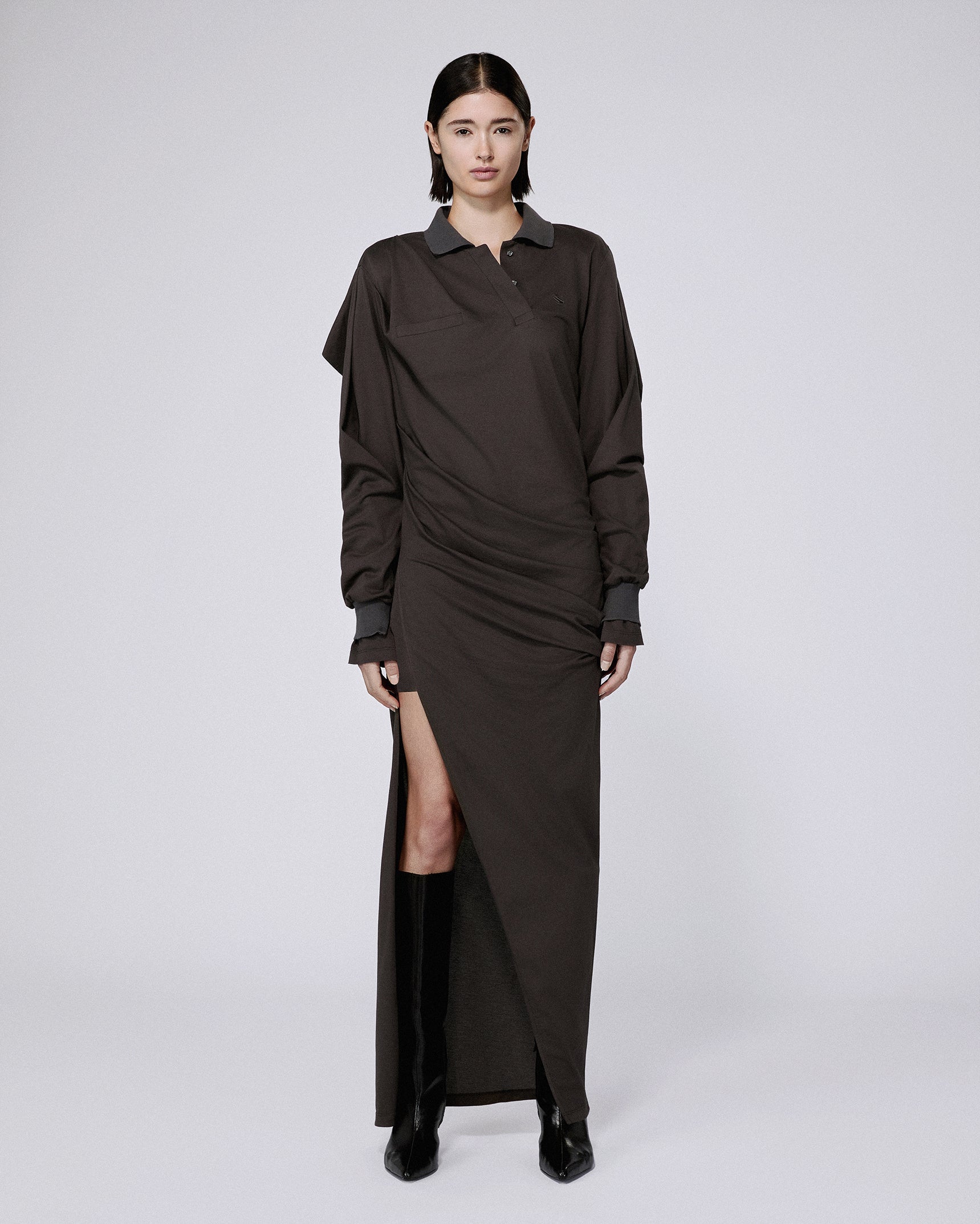 Twisted polo dress mud