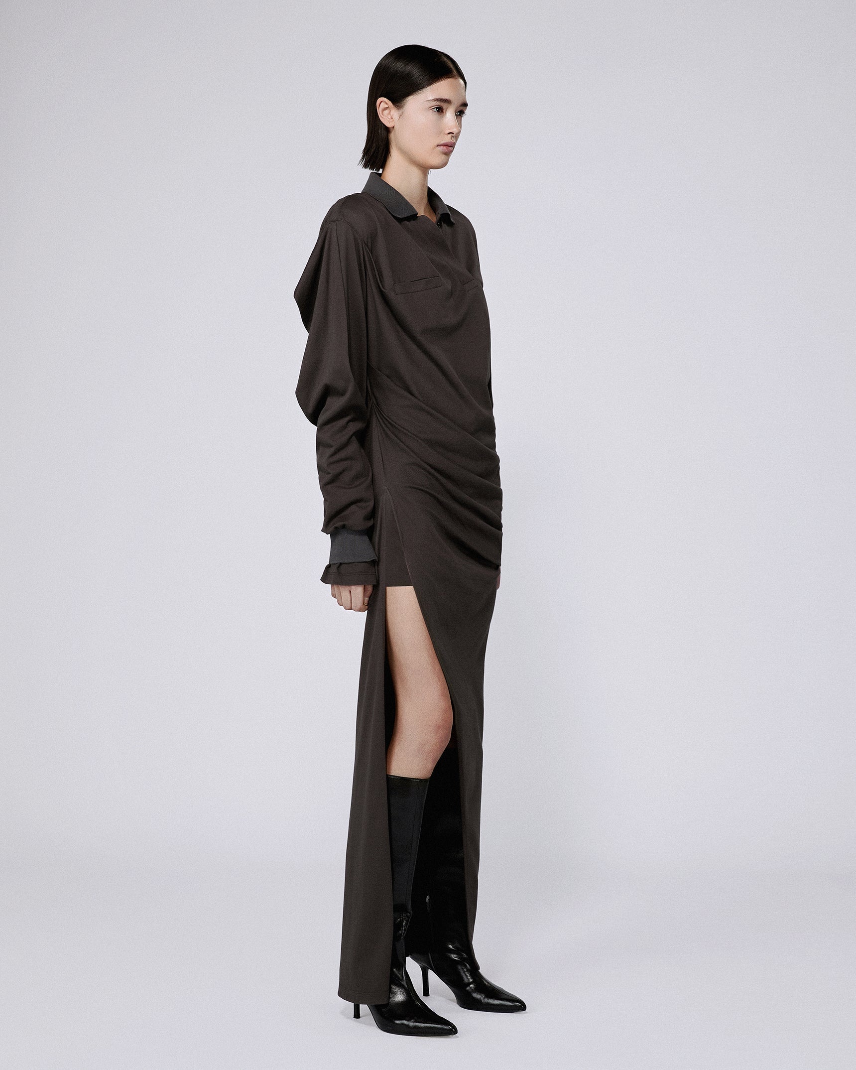 Twisted polo dress mud