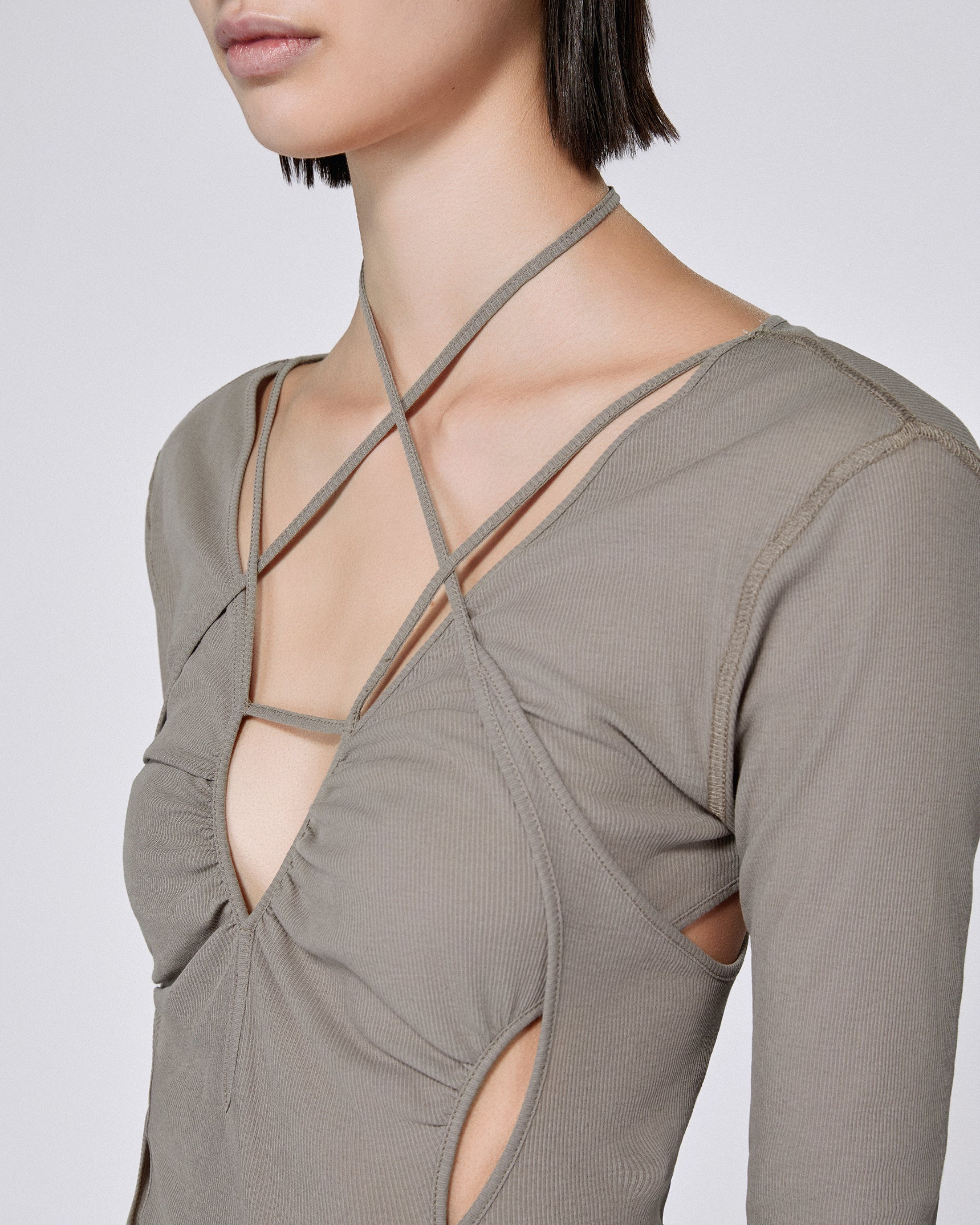 Stiletto rib top taupe
