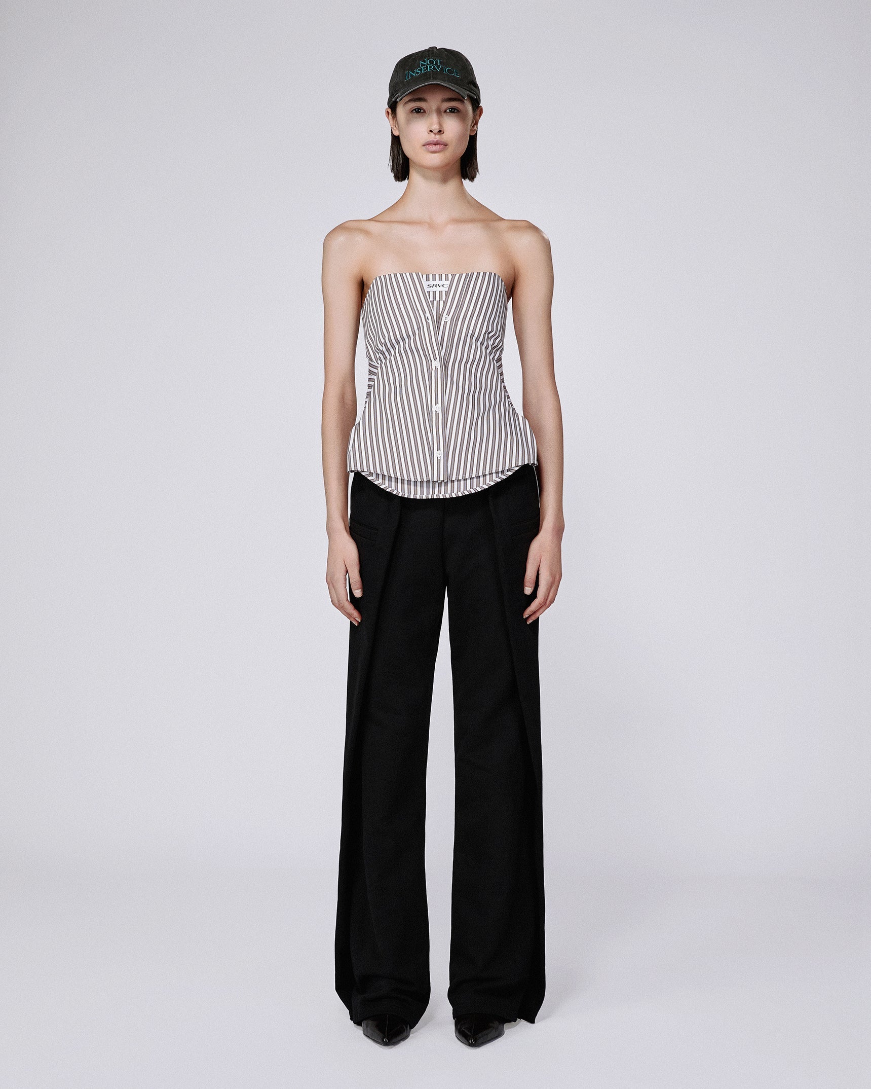 Origami shirt corset brown stripe