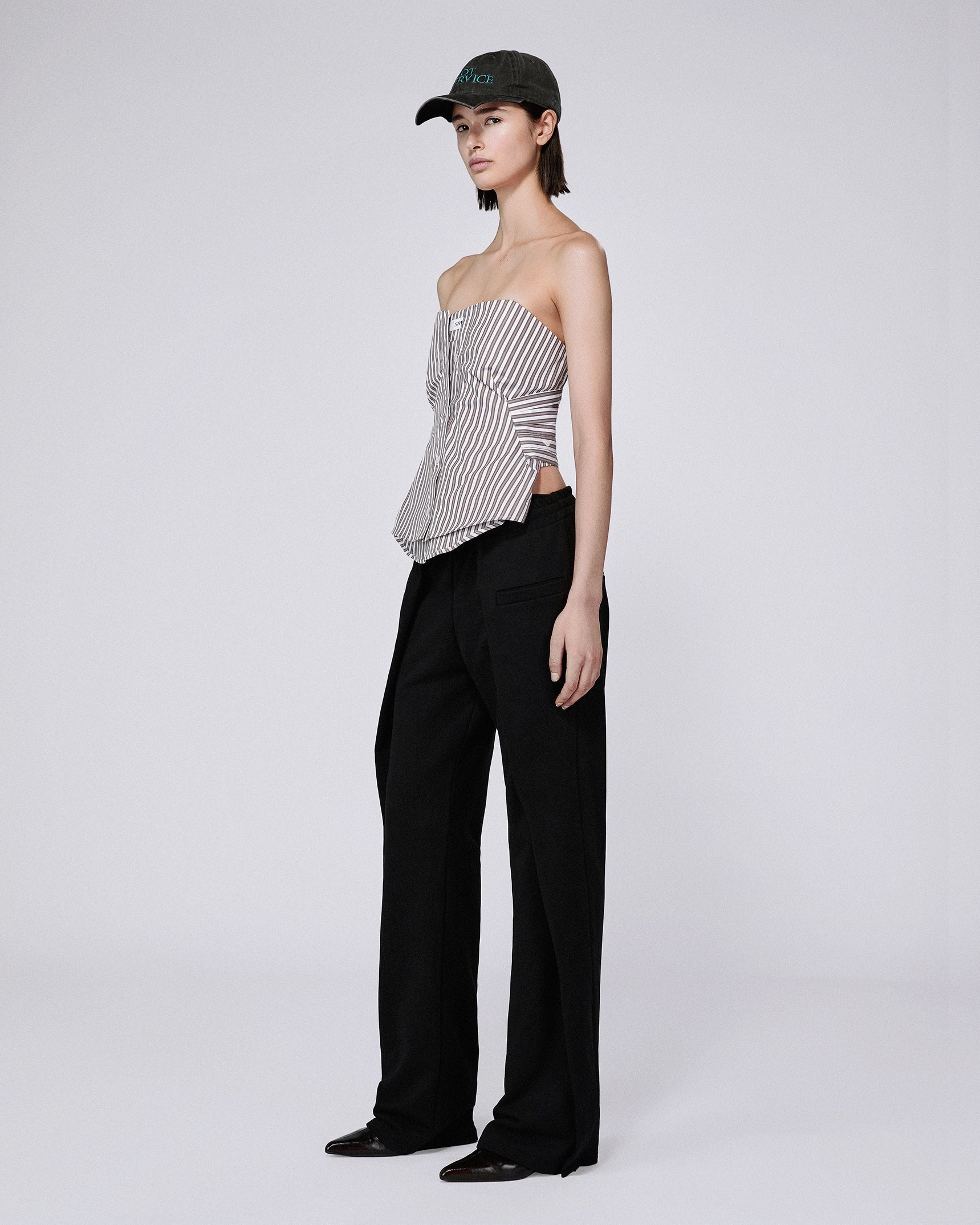 Origami shirt corset brown stripe
