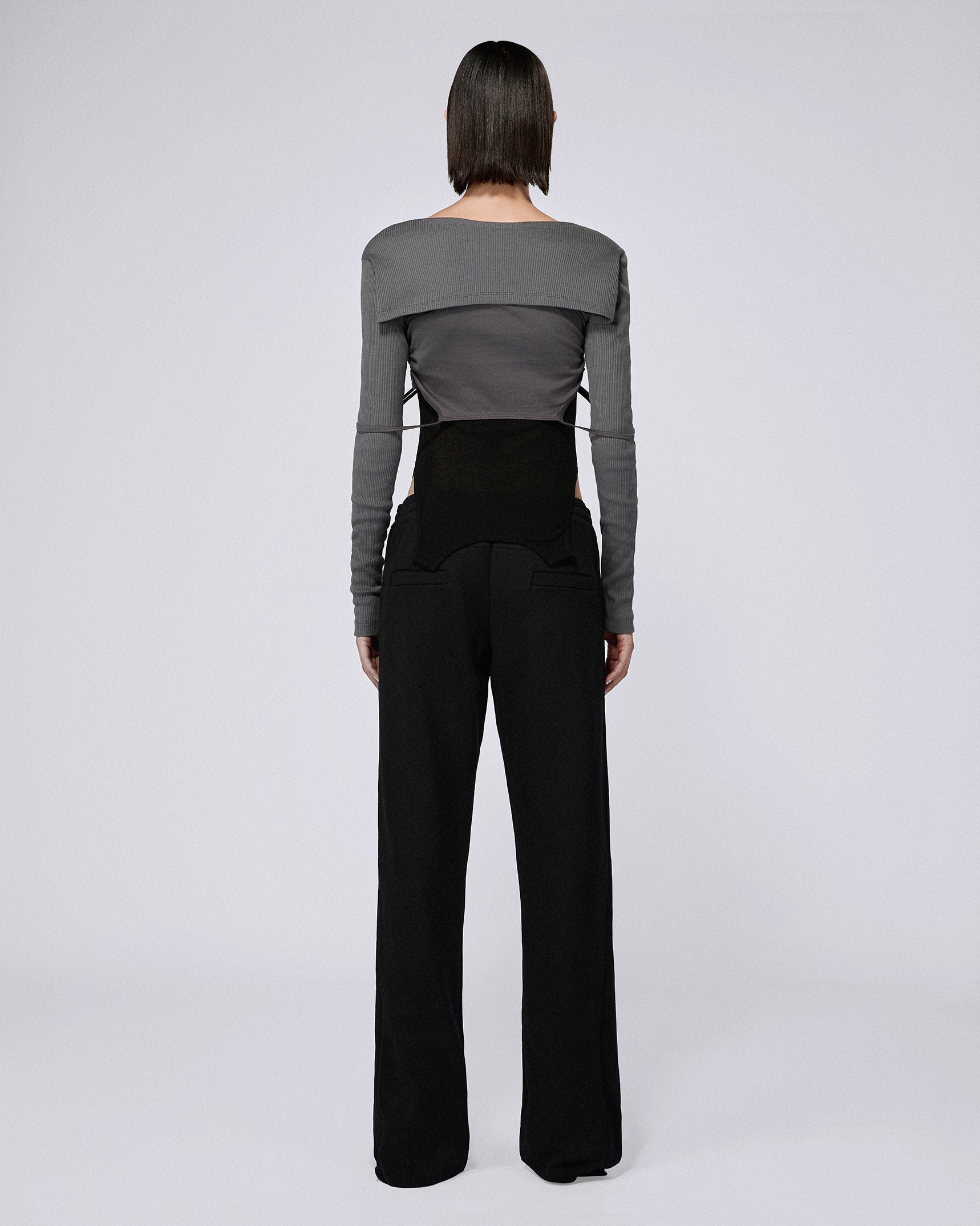 Layered pyjama top dark grey