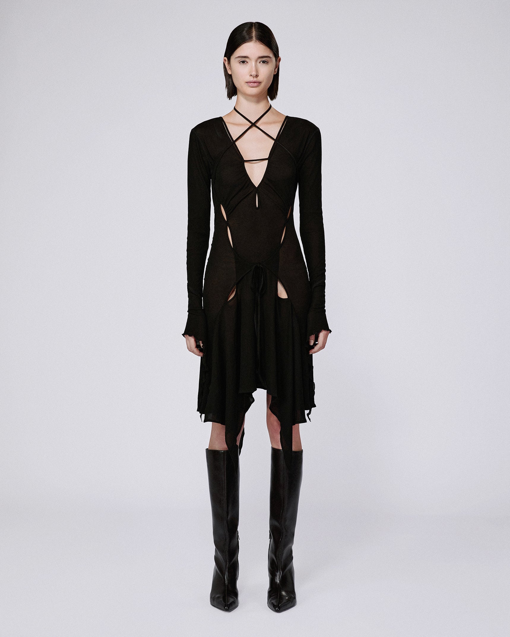 Stiletto rib dress black