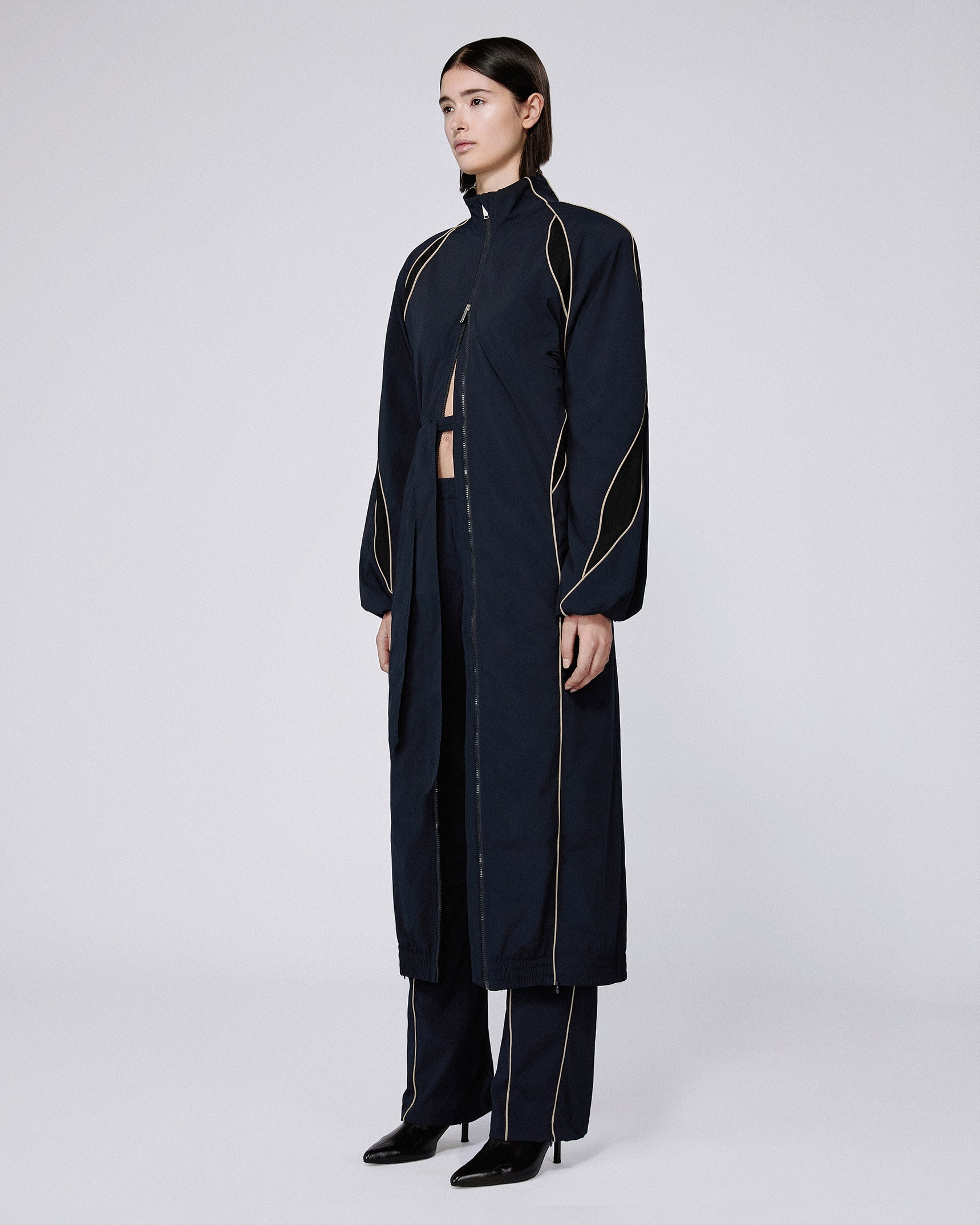 Slash track coat dark navy