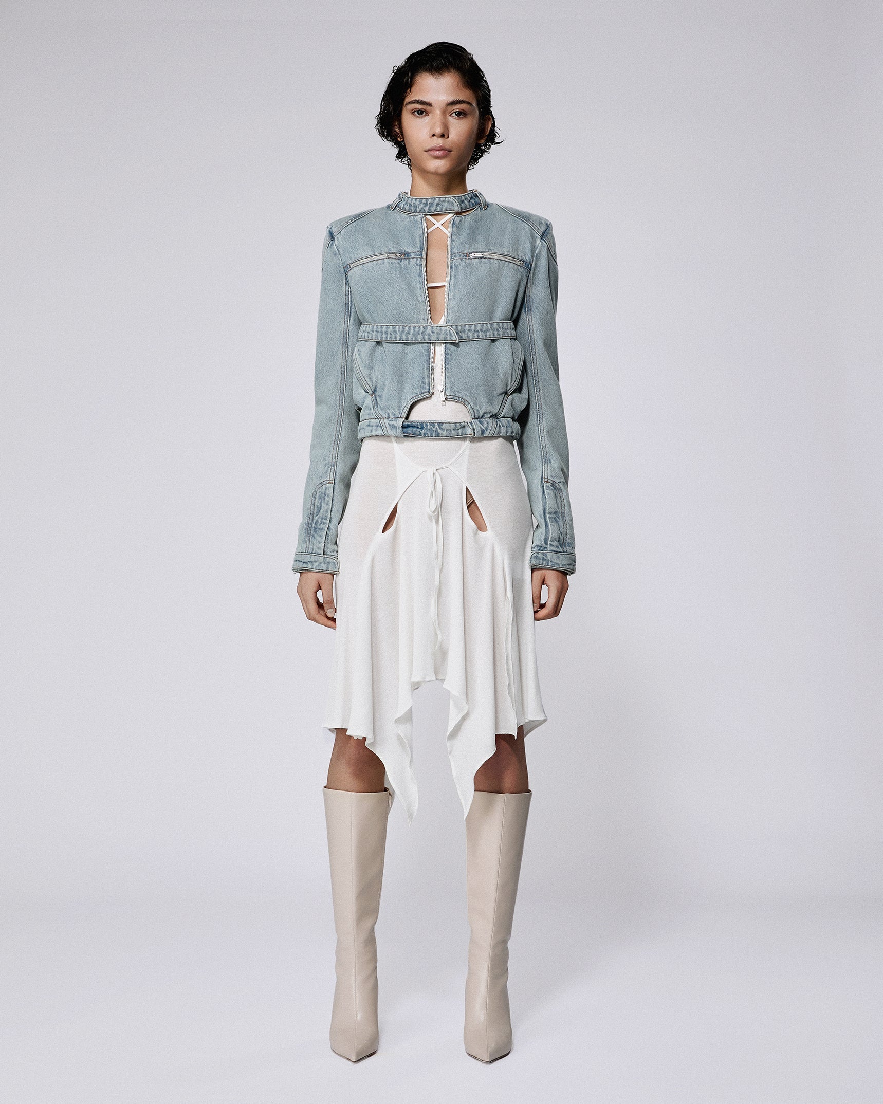 Moto jacket denim pale blue