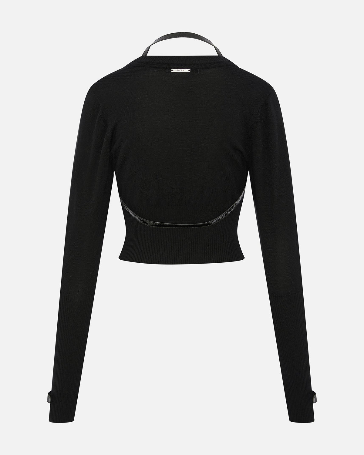 Nocturne knit cardigan with patent leather belt black