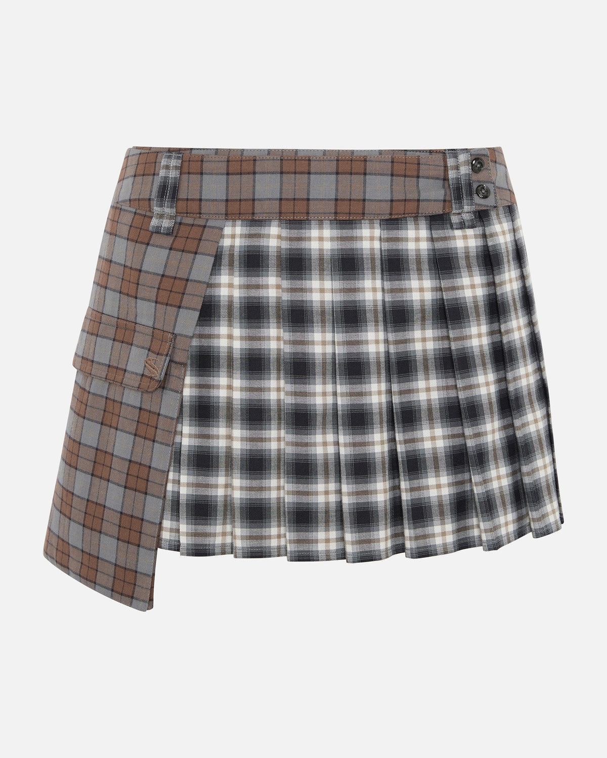 Rhea mini kilt black flanel check