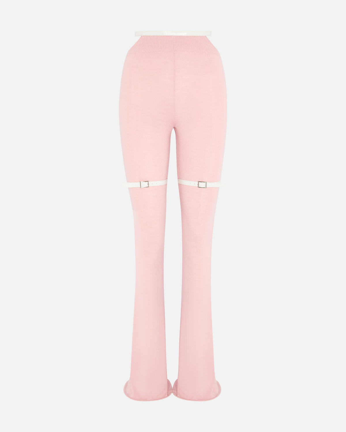 Nocturne knit pants with patent leather belt baby pink