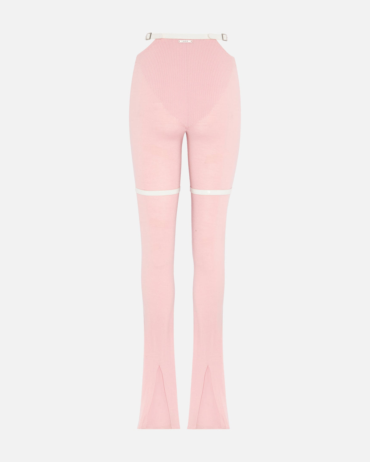 Nocturne knit pants with patent leather belt baby pink