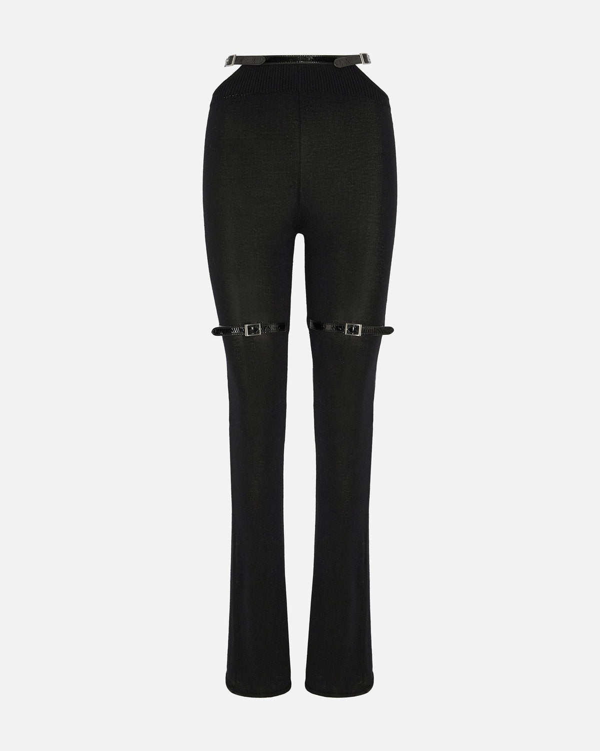 Nocturne knit pants & patent leather belt black