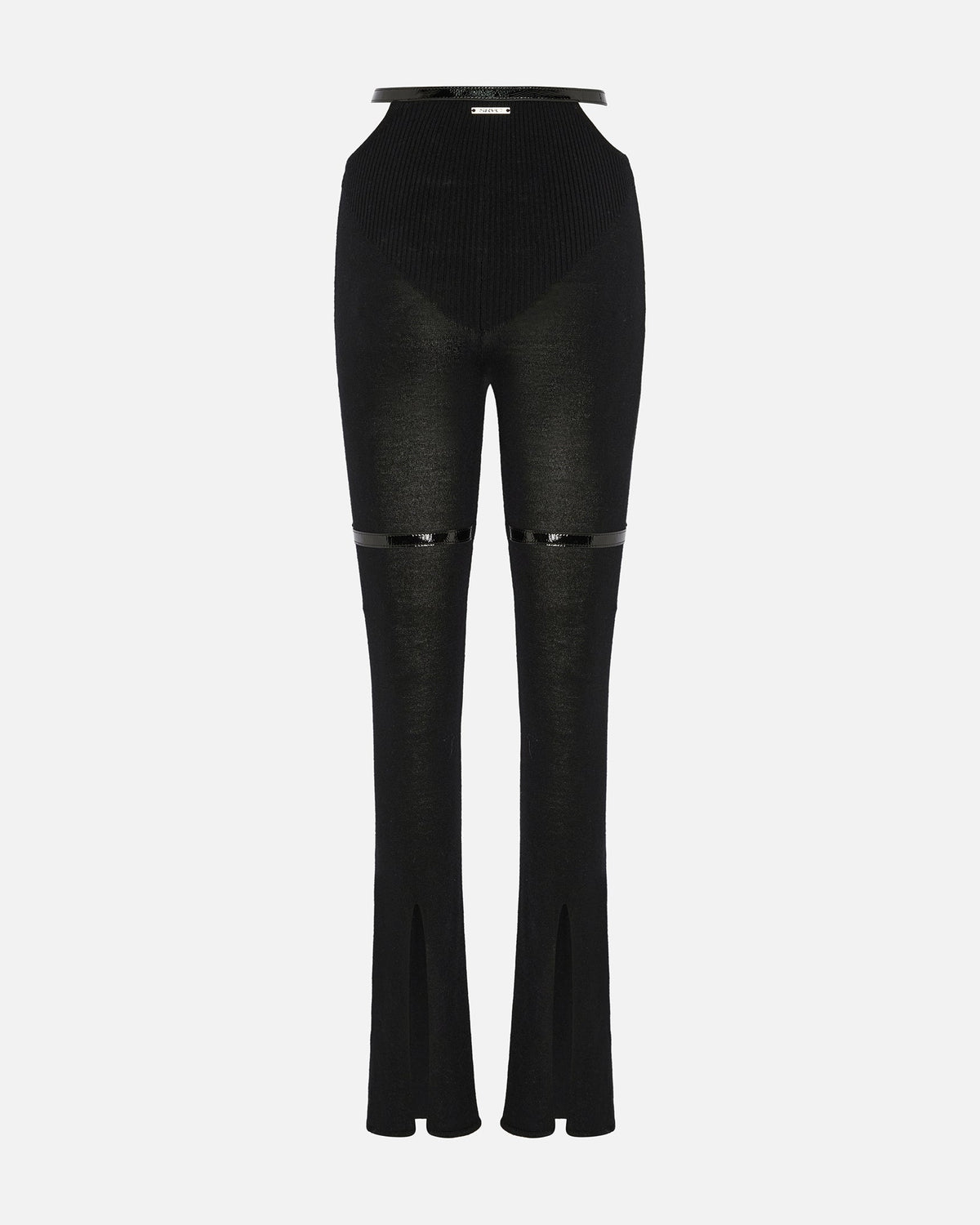 Nocturne knit pants & patent leather belt black