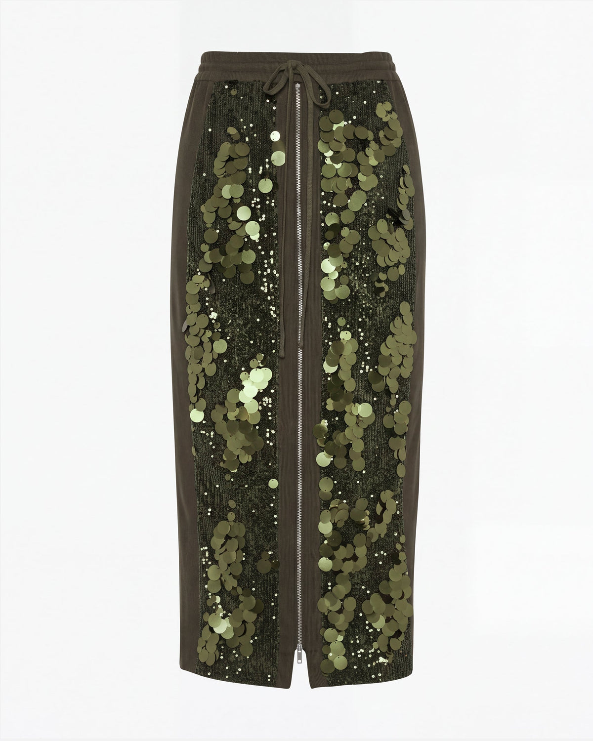 Hybrid sequin skirt military green