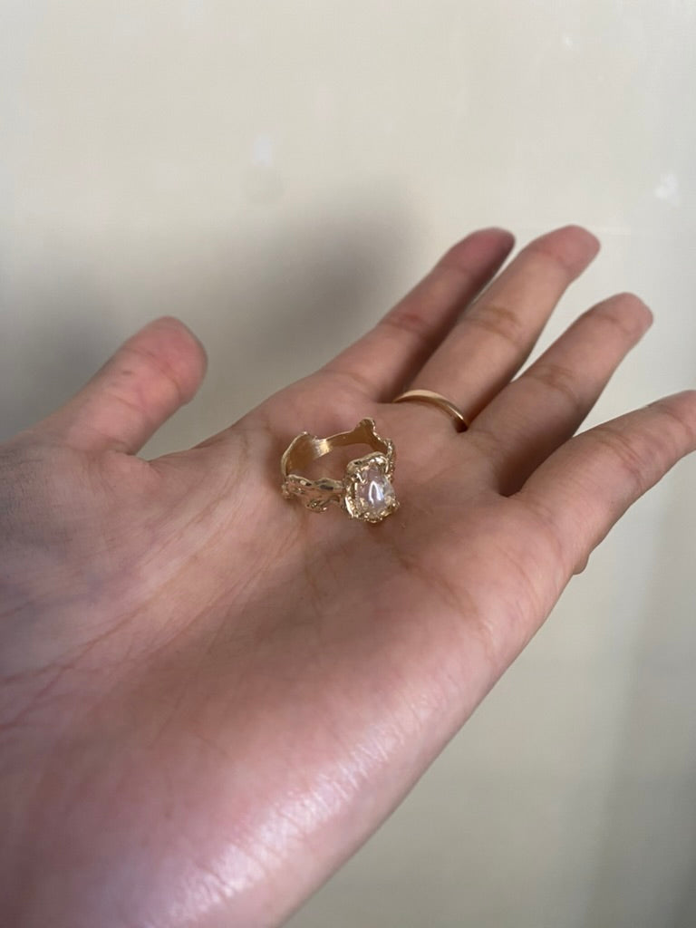 Ignite ring - mexican opal - clear/gold