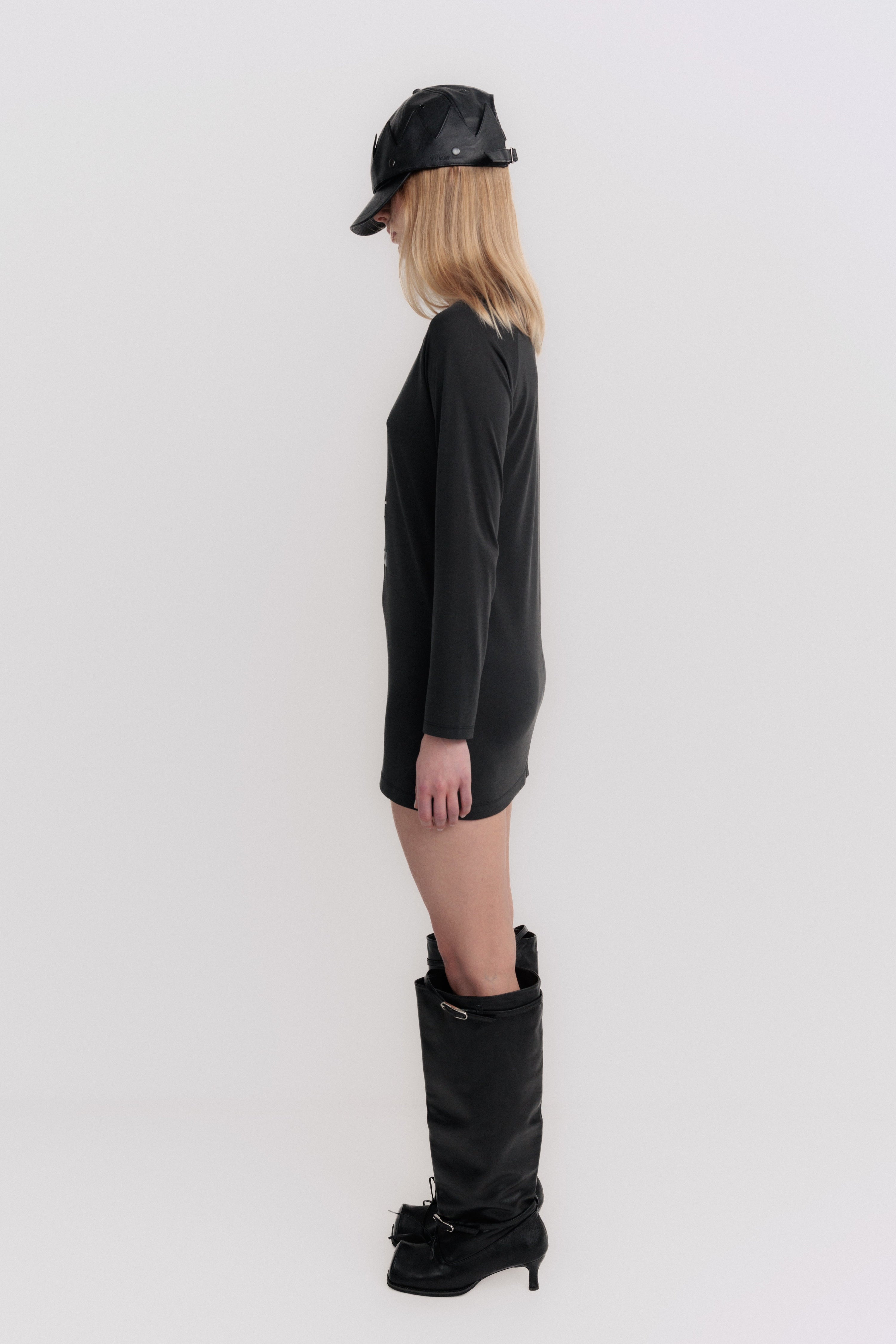 'girl doing the exact right amount of fashion' mini dress