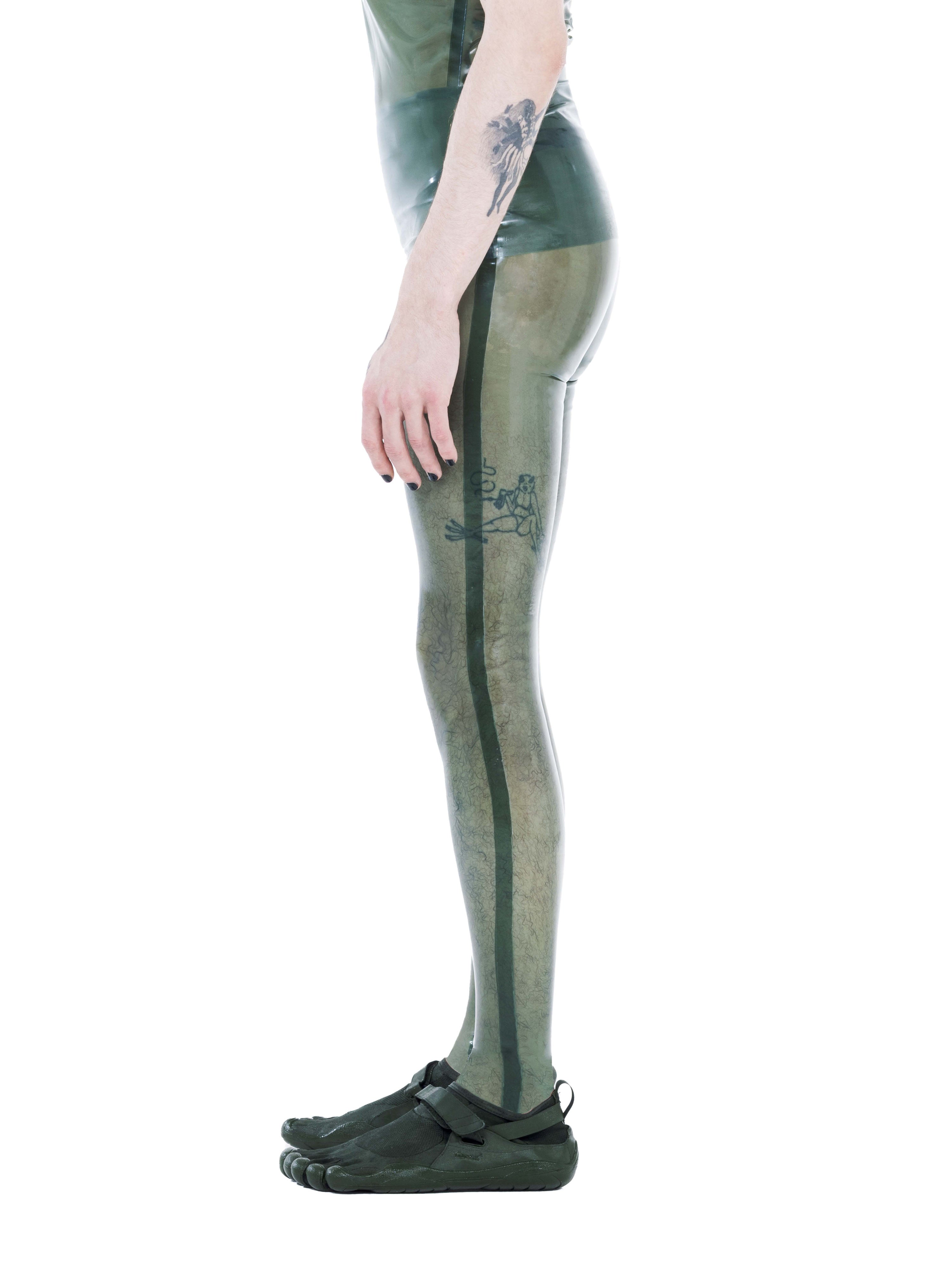 Essential latex tights | olive | sheer
