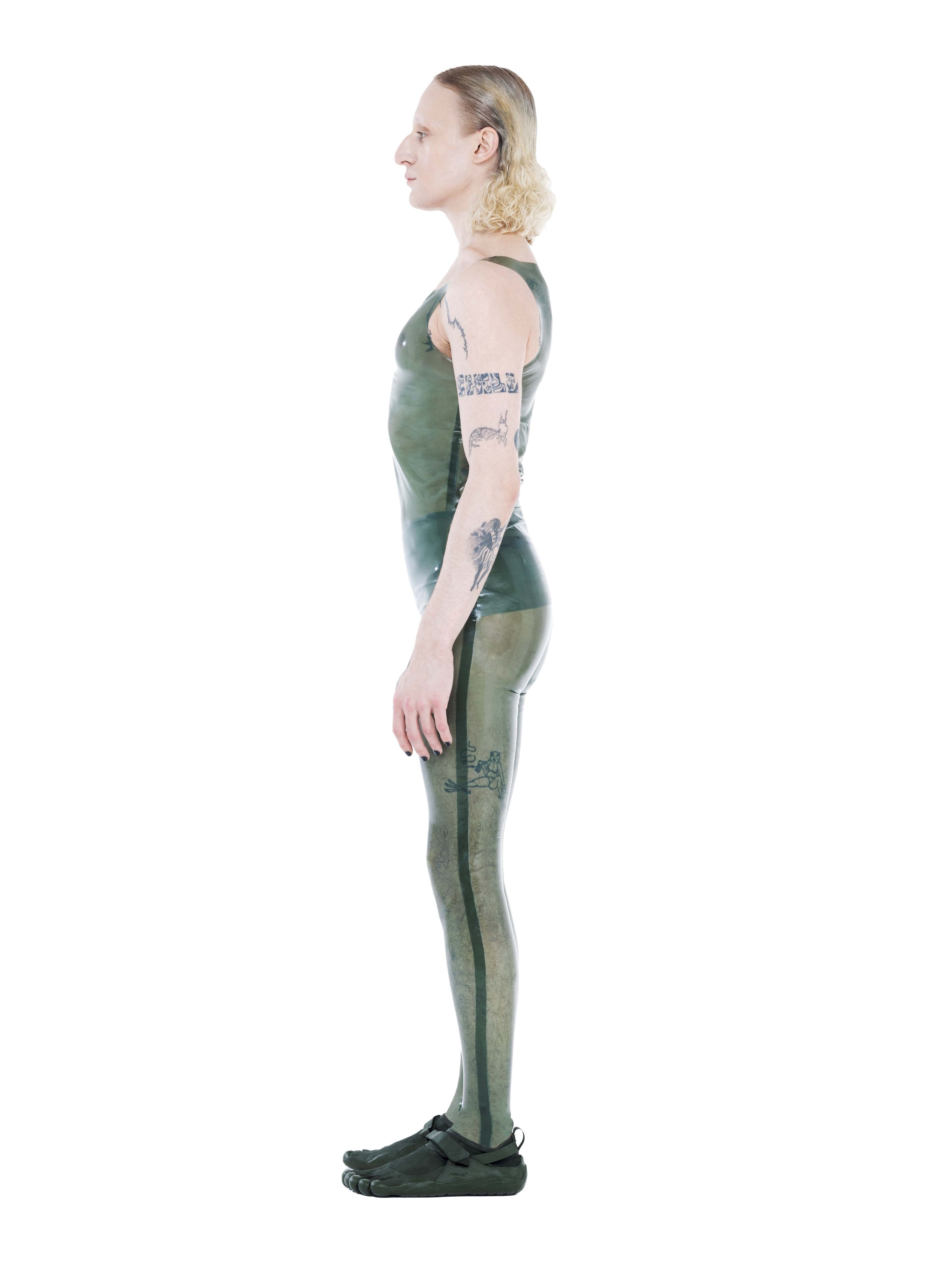 Essential latex tights | olive | sheer