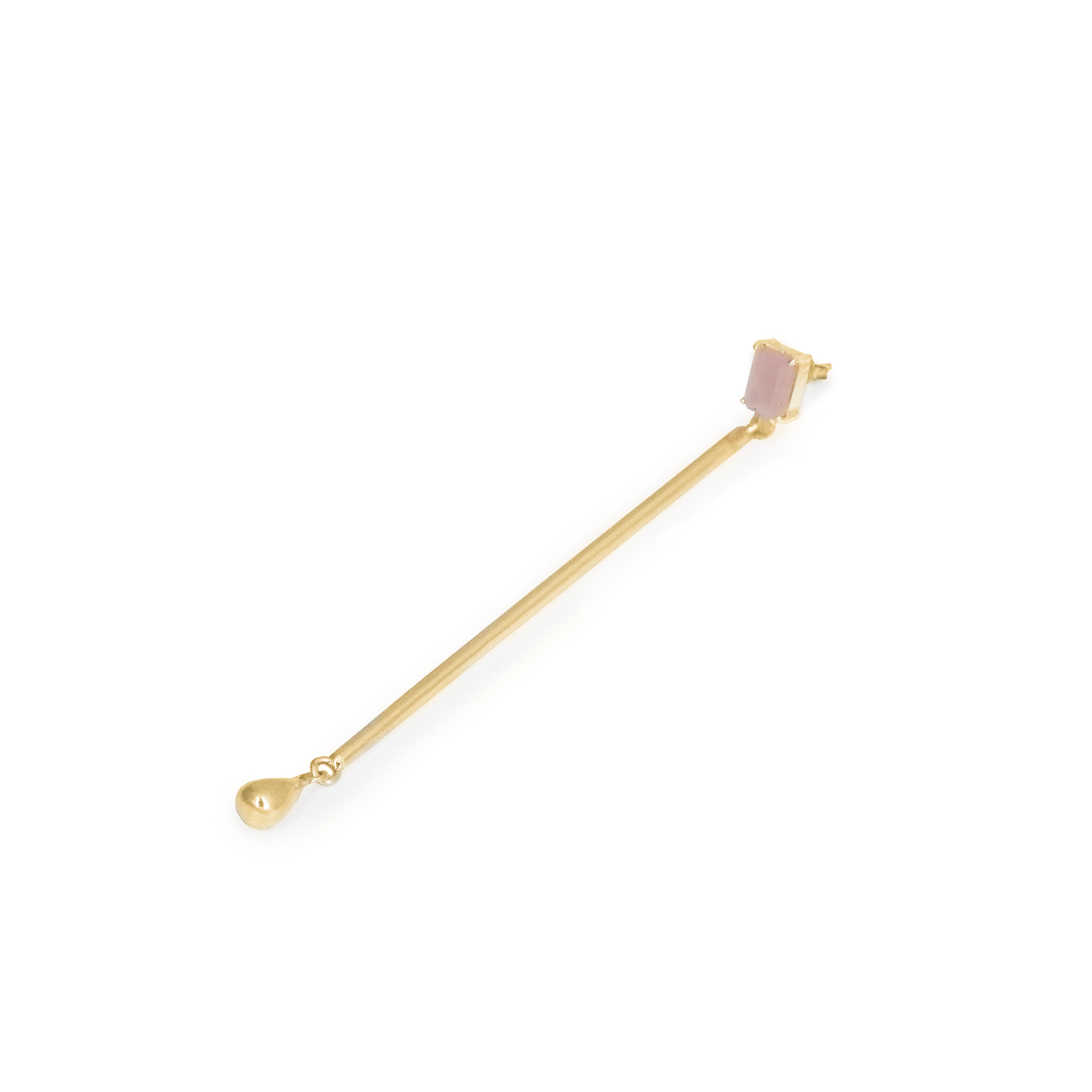 Bar & drop pink quartz stud