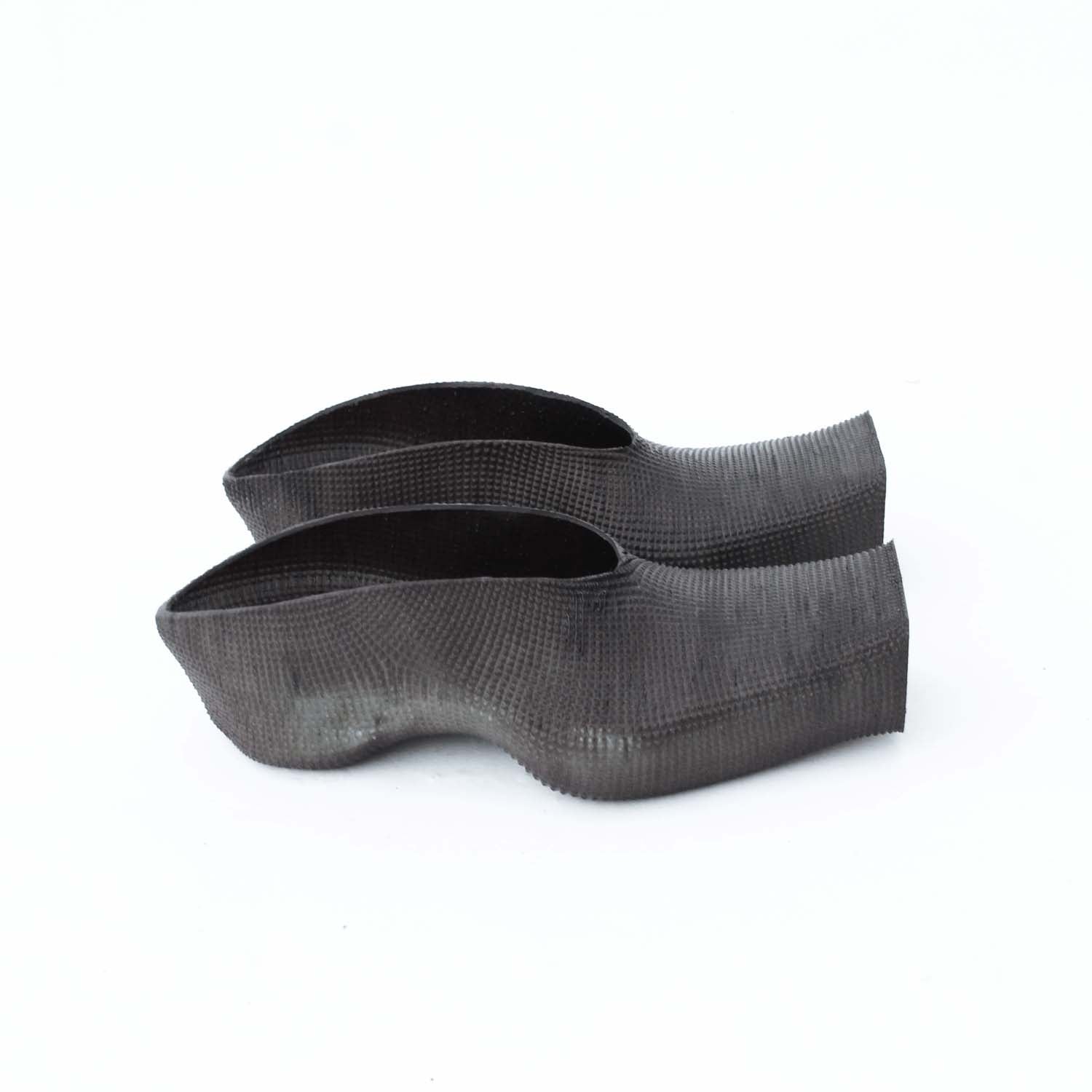 Heeled square toe rubber mules - dark
