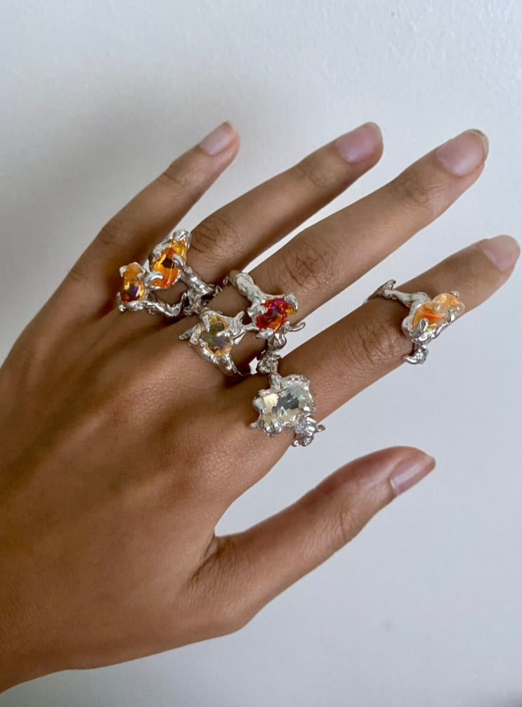 Ignite ring - mexican opal - yellow/silver