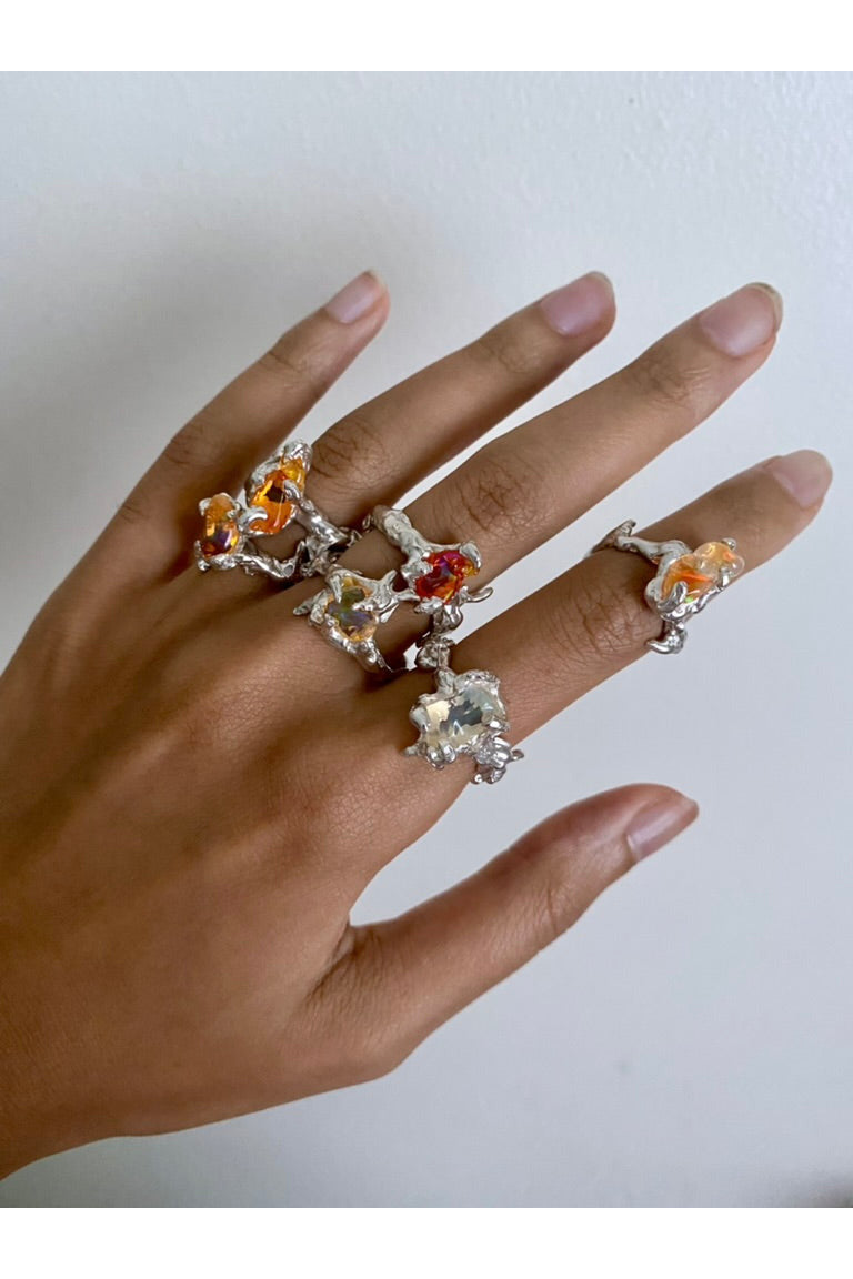 Ignite ring - mexican opal - clear/silver