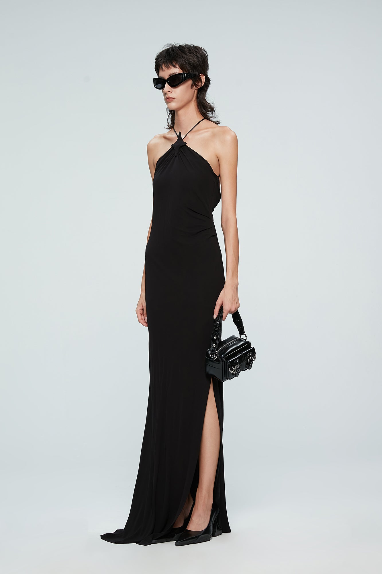 Crisscross halter dress with star cutout