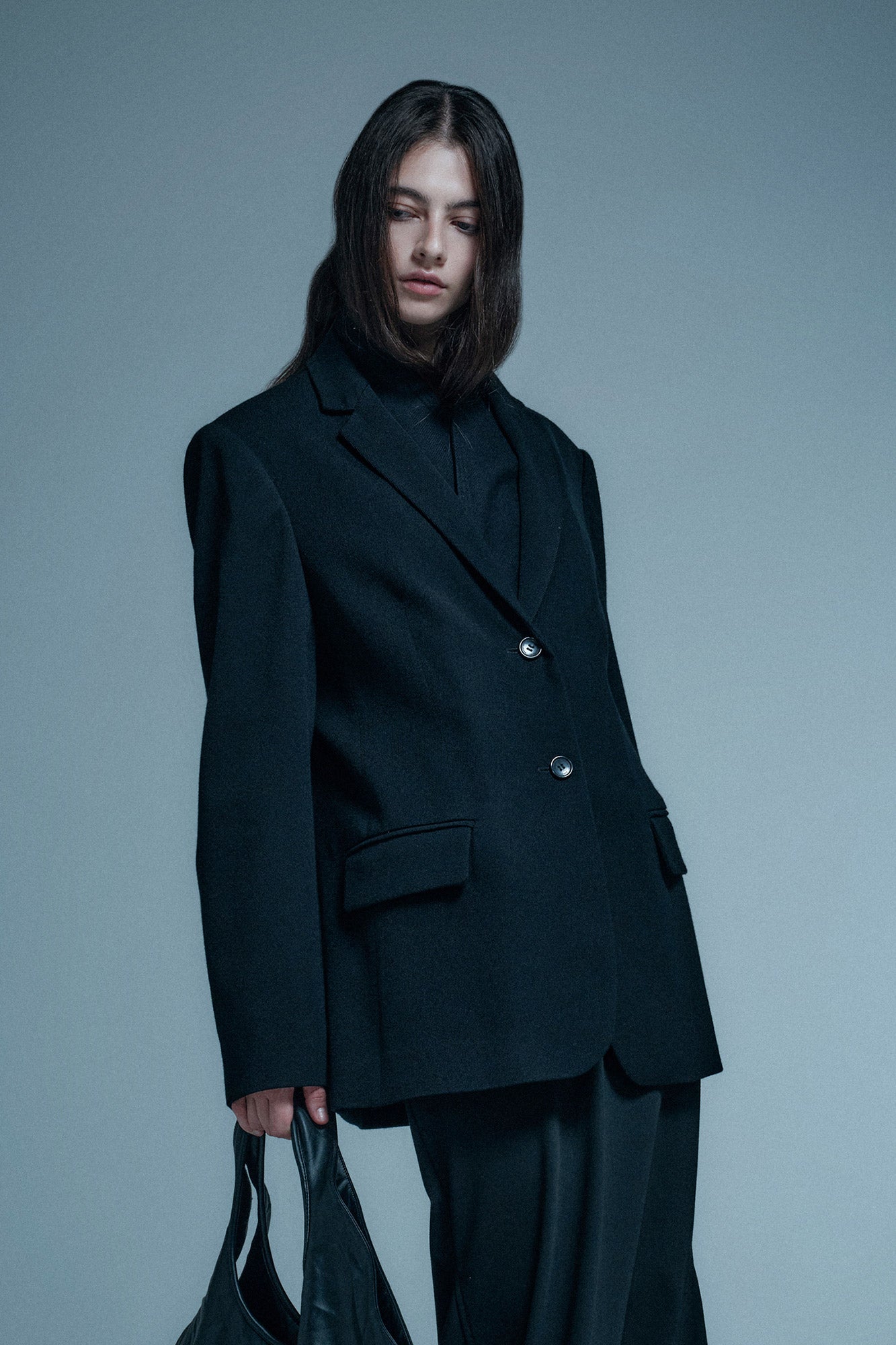 Wool faux two-piece blazer