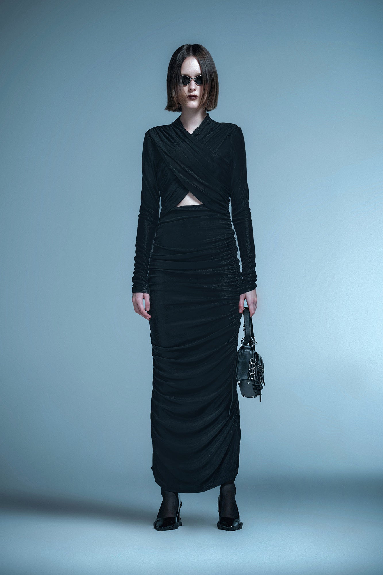 Pleated cutout dress