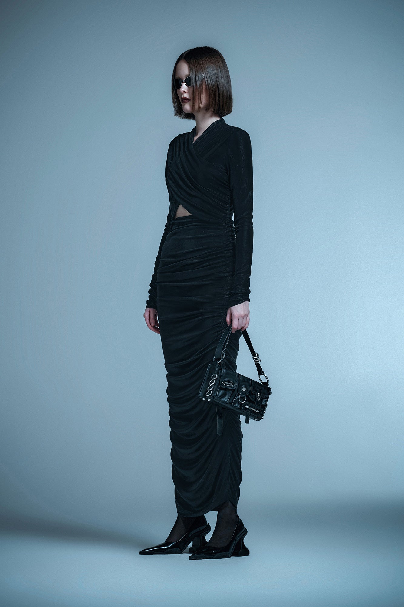 Pleated cutout dress