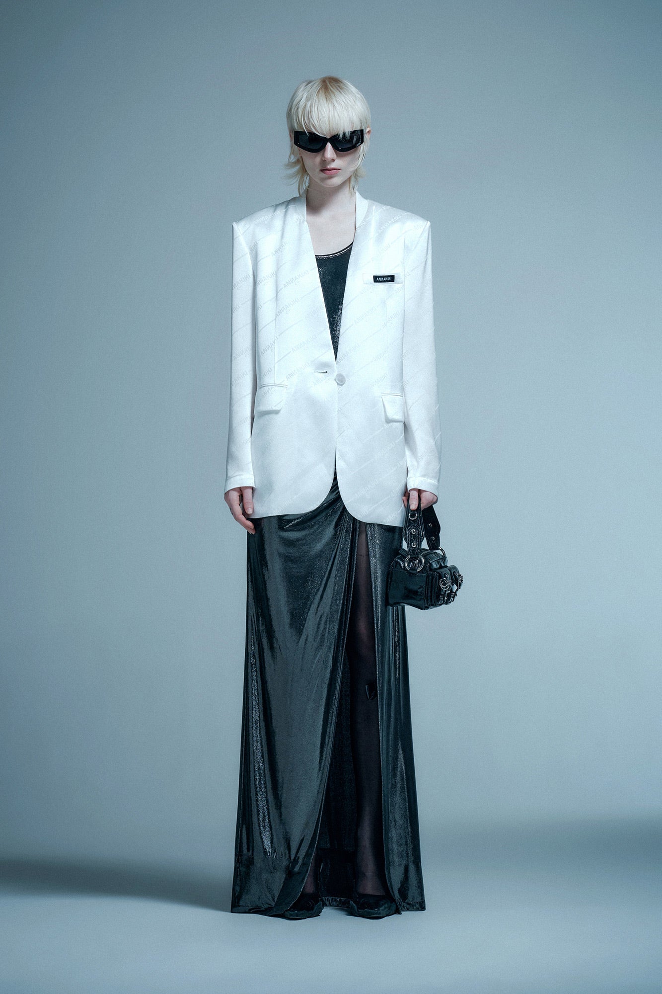 Acetate logo jacquard blazer